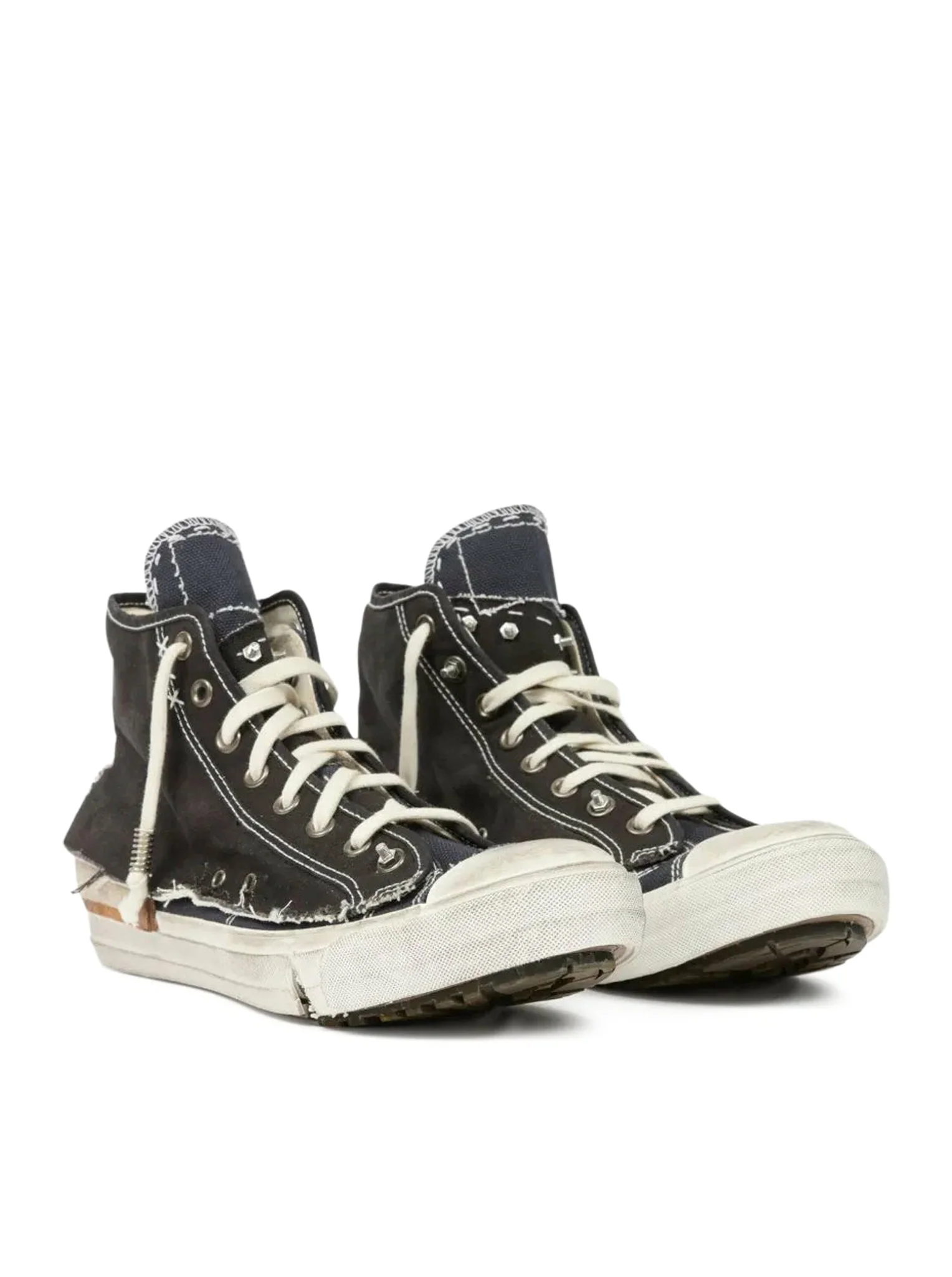 "LOVE TO DEATH" HIGH-TOP CANVAS SNEAKERS WITH DESTRUCTURED DETAILS - Image 2