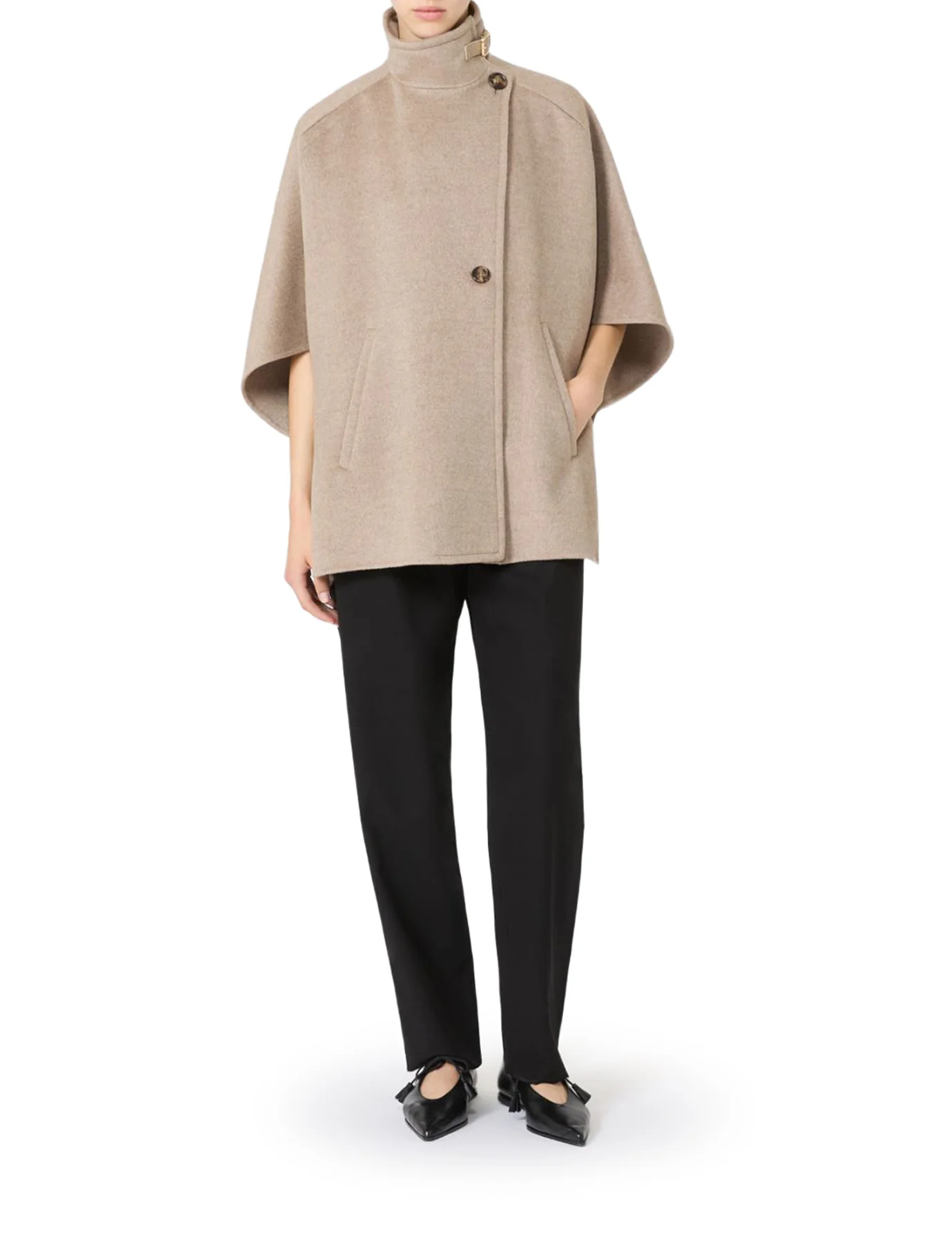 LIGHTWEIGHT CASHMERE DRAP CAPE - Image 2