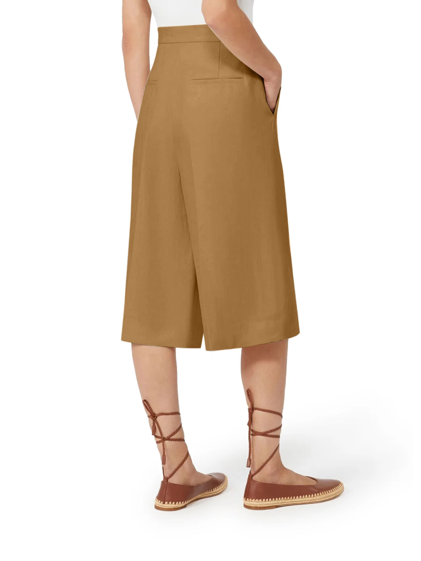 KAKI LINEN BERMUDA SHORTS - Image 3