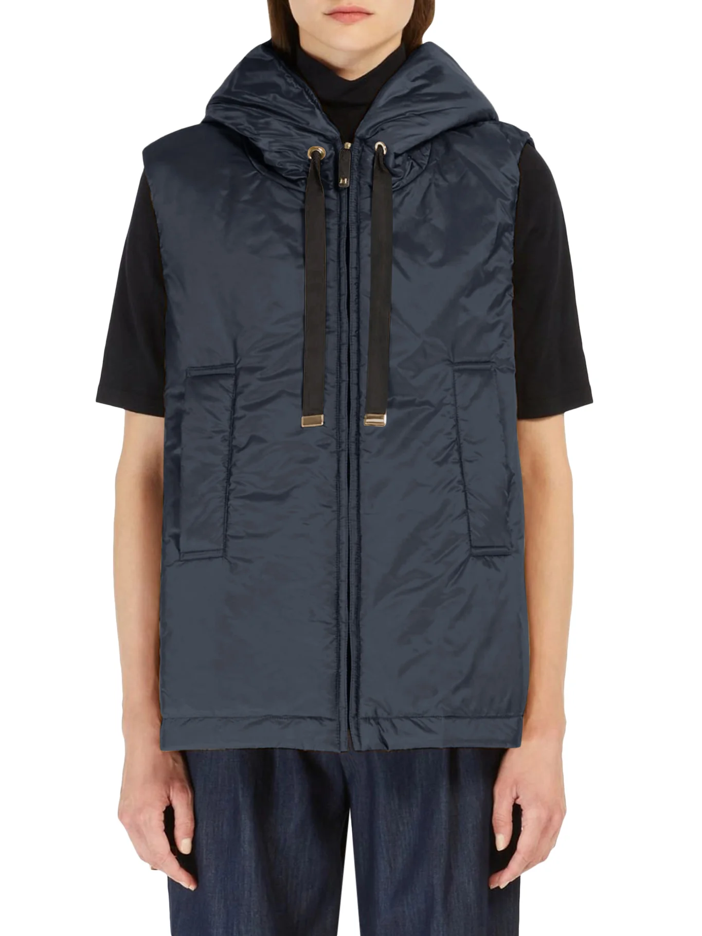 PADDED VEST WITH HOOD IN WATERPROOF CANVAS - Image 3
