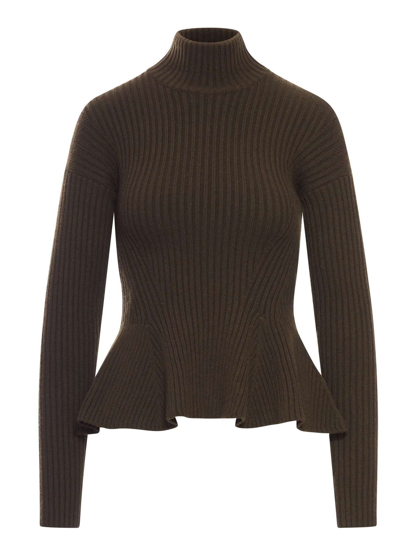 WOOL AND CASHMERE PEPLUS TURTLENECK