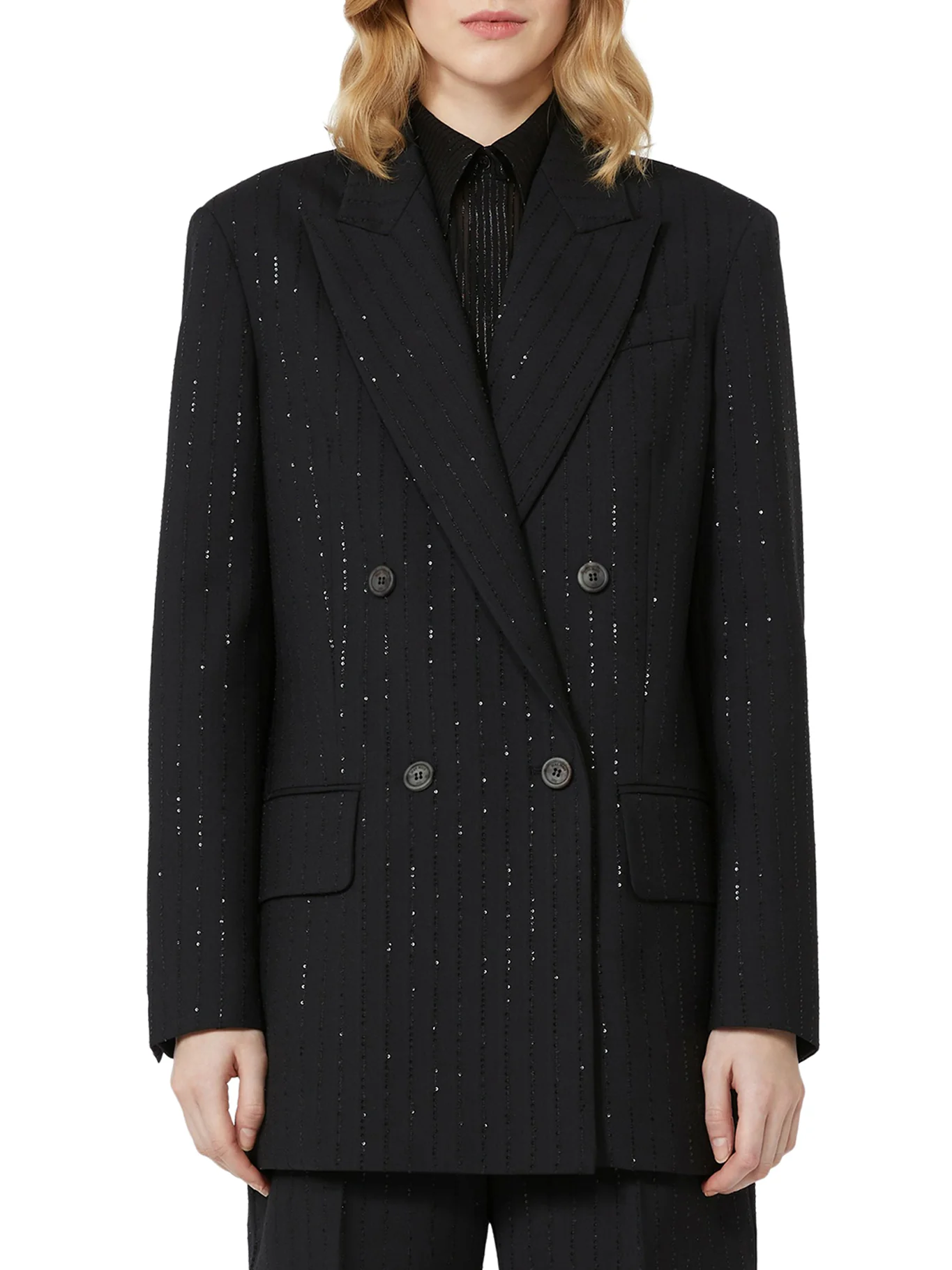 DOUBLE-BREASTED WOOL AND SEQUIN BLAZER - Image 3