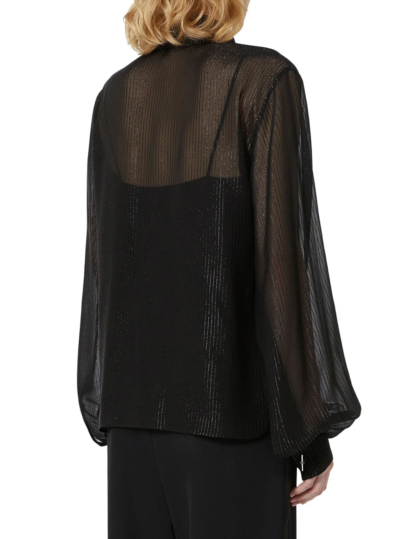 STRIPED SILK CHIFFON BLOUSE - Image 4