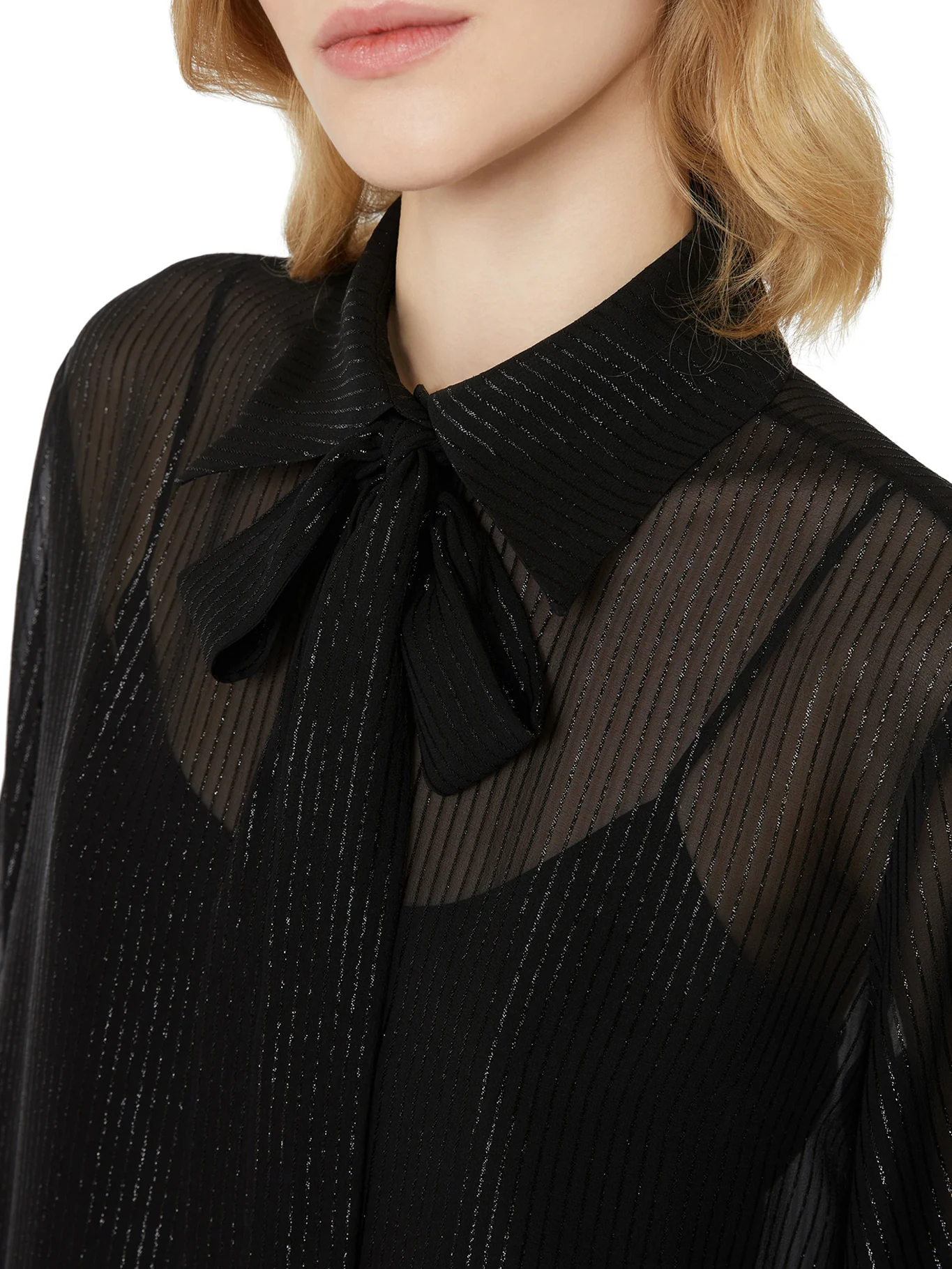 STRIPED SILK CHIFFON BLOUSE - Image 5