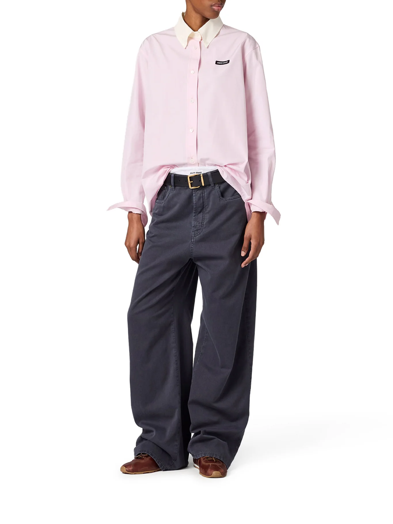COTTON POPLIN SHIRT WITH LOGO PATCH - Image 2
