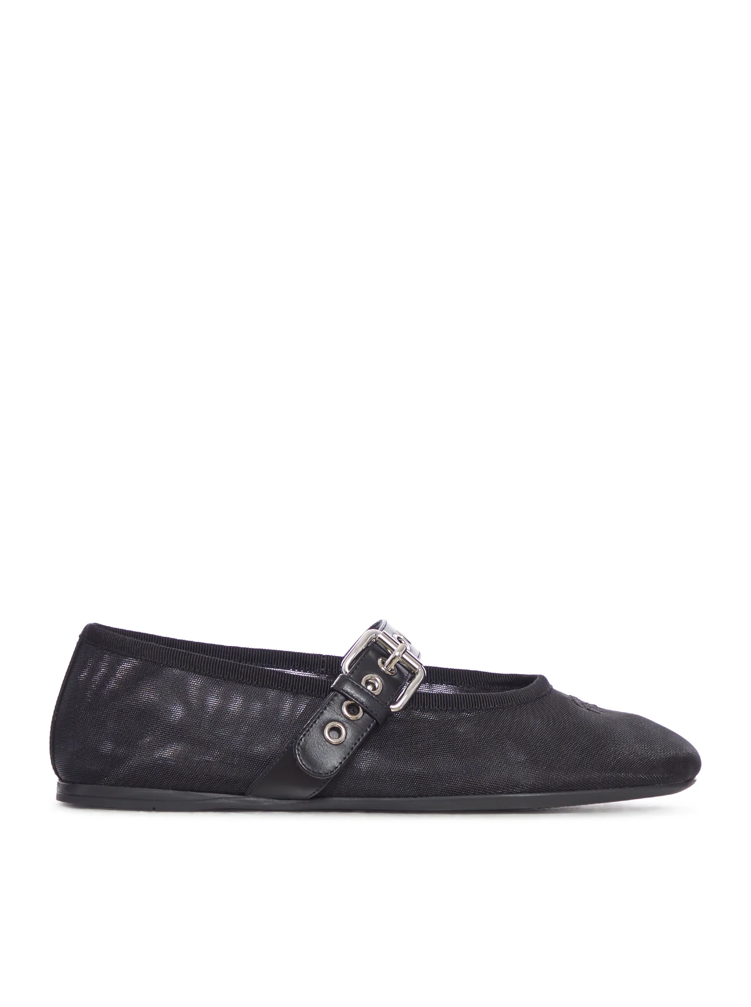 MESH BALLERINAS WITH LEATHER BUCKLE