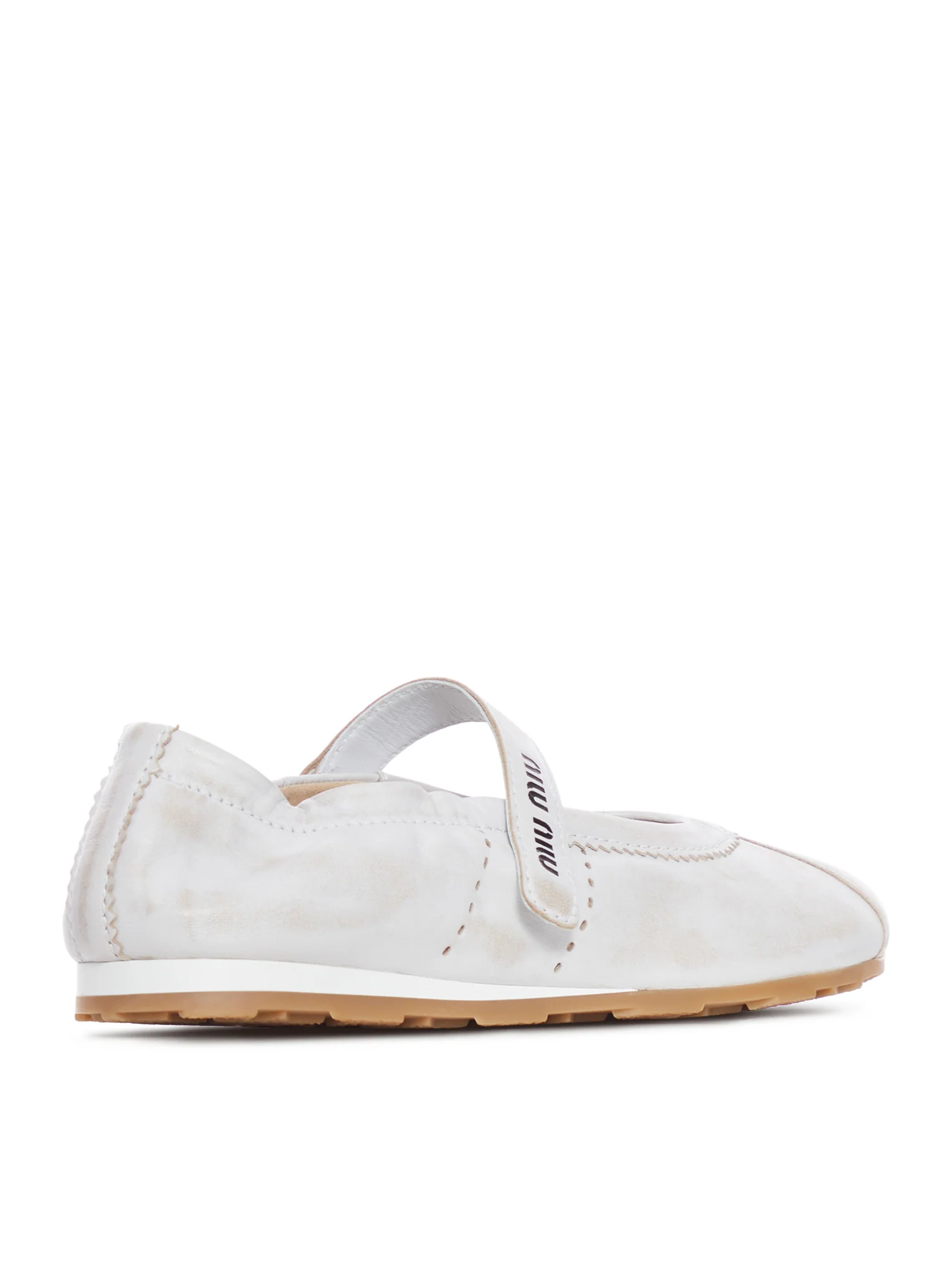 PLUME BALLET FLATS IN DÉLAVÉ EFFECT LEATHER - Image 3