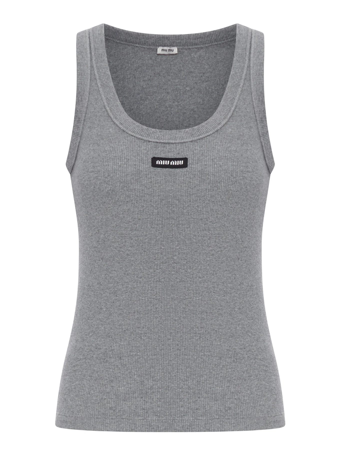 RIBBED TOP IN STRETCH JERSEY WITH LOGO PATCH