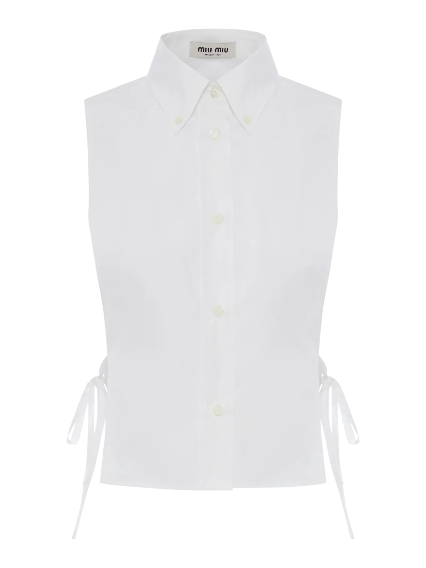 SLEEVELESS POPLIN SHIRT WITH RIBBONS