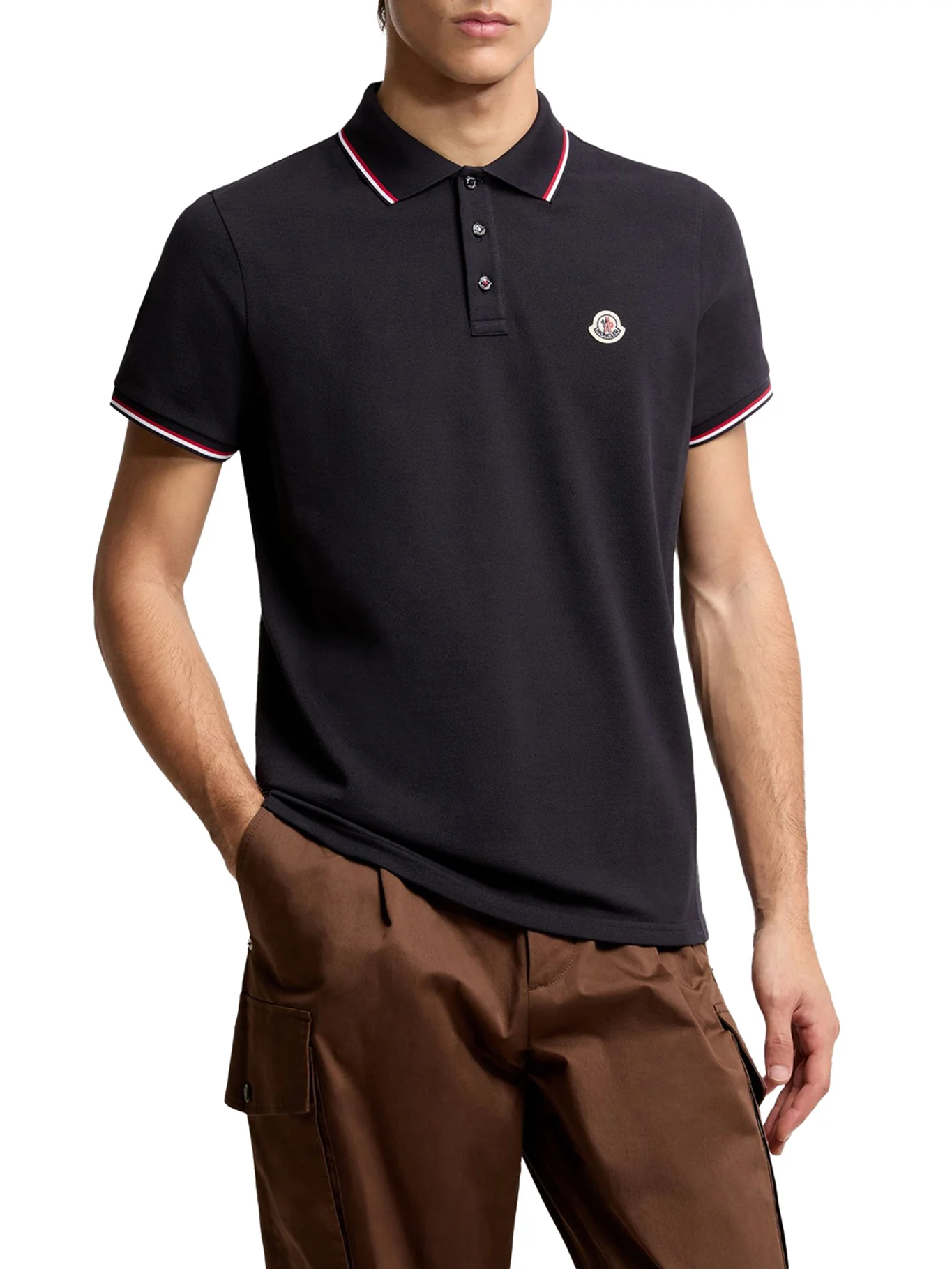 COTTON PIQUET POLO SHIRT WITH TRICOLOR TRIM - Image 3