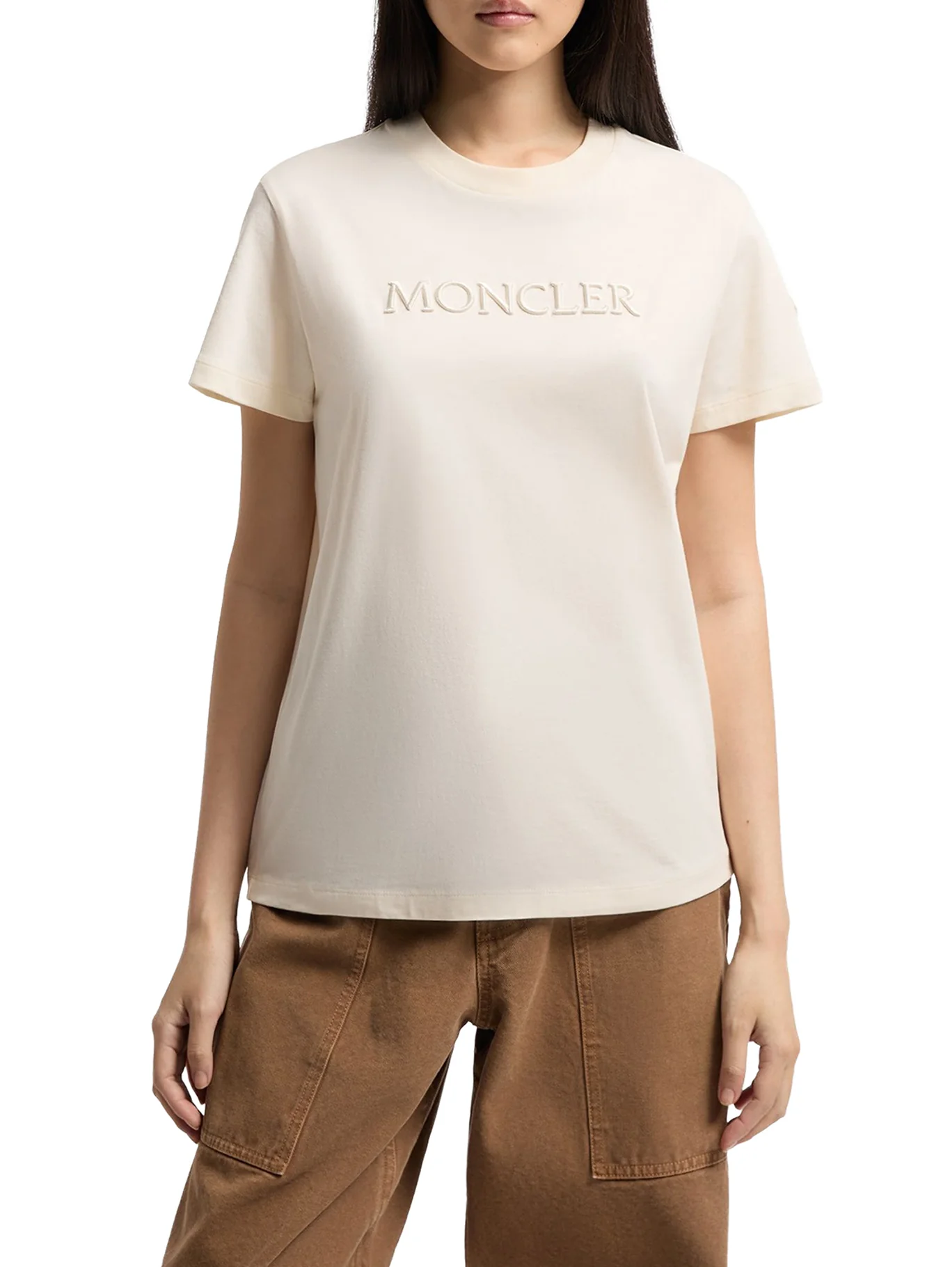 COTTON T-SHIRT WITH EMBROIDERED TONE-ON-TONE LOGO - Image 3