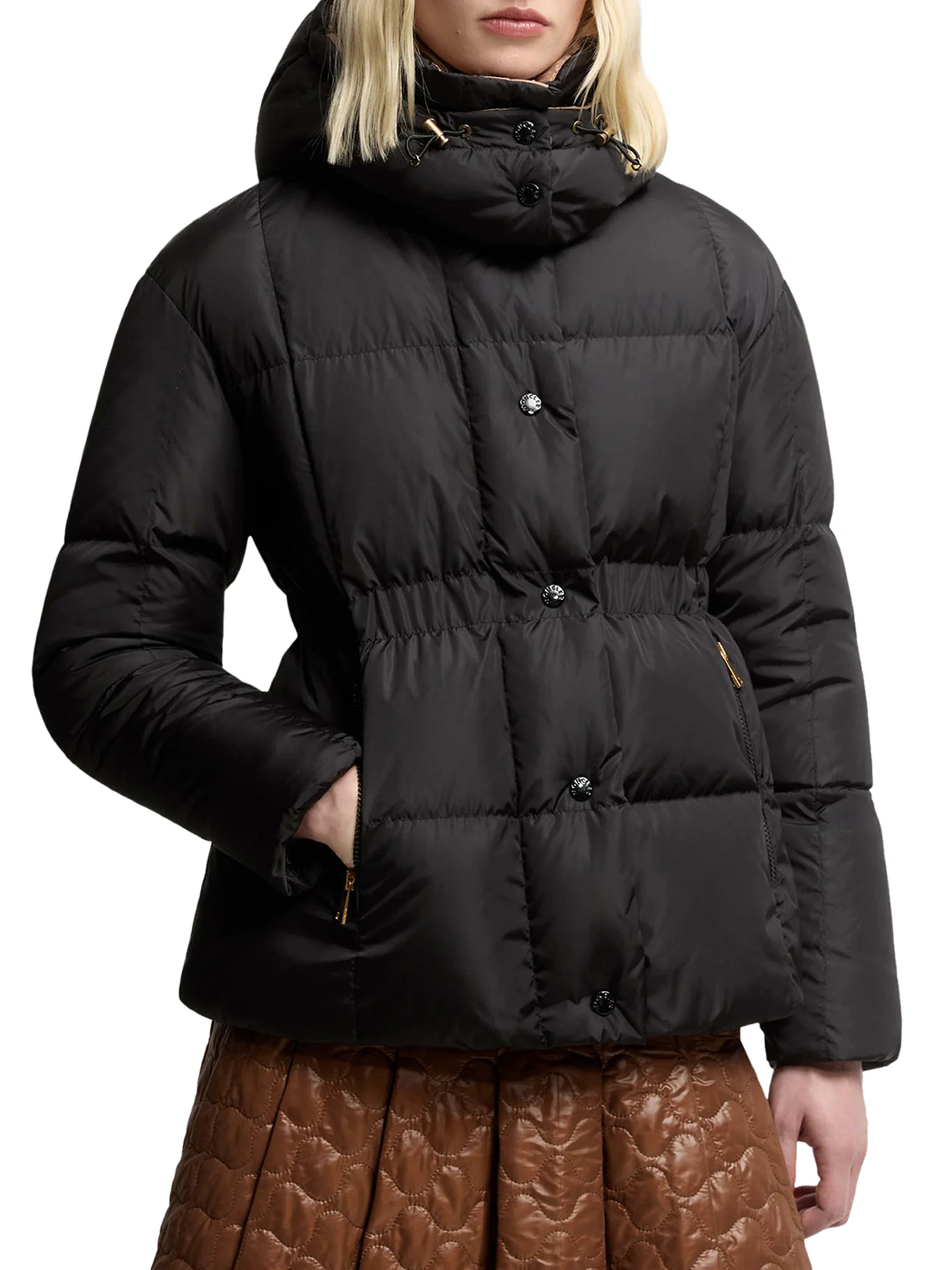 SHORT DOWN JACKET WITH HOOD AND CHECKED QUILTING AGNEUX - Image 3