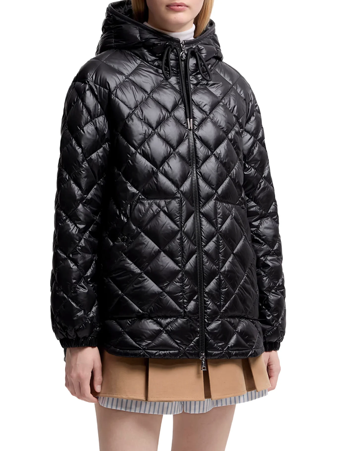 SHORT DOWN JACKET WITH HOOD AND DIAMOND QUILTING - Image 3