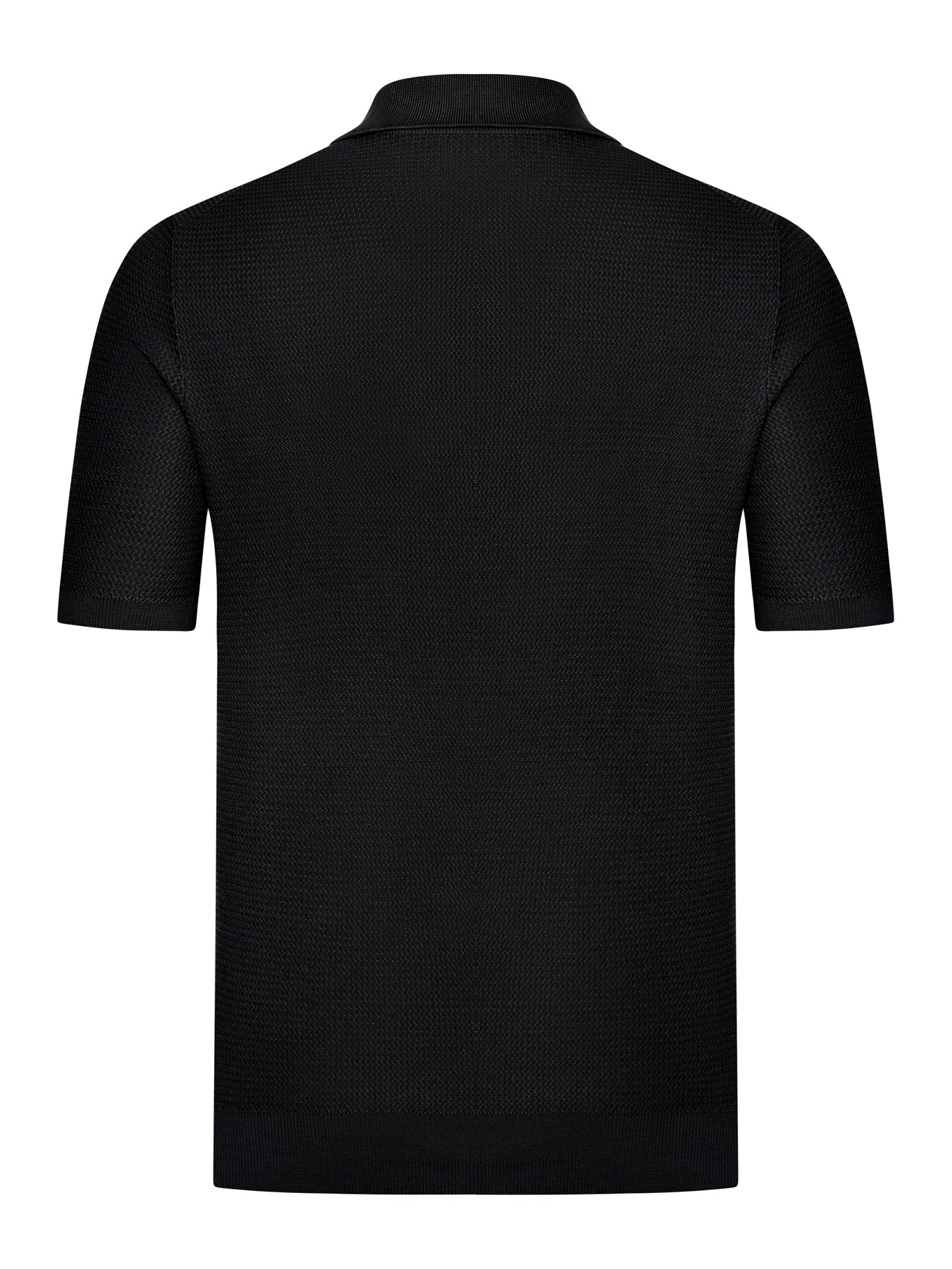 SHORT-SLEEVED SILK AND COTTON POLO SHIRT - Image 2