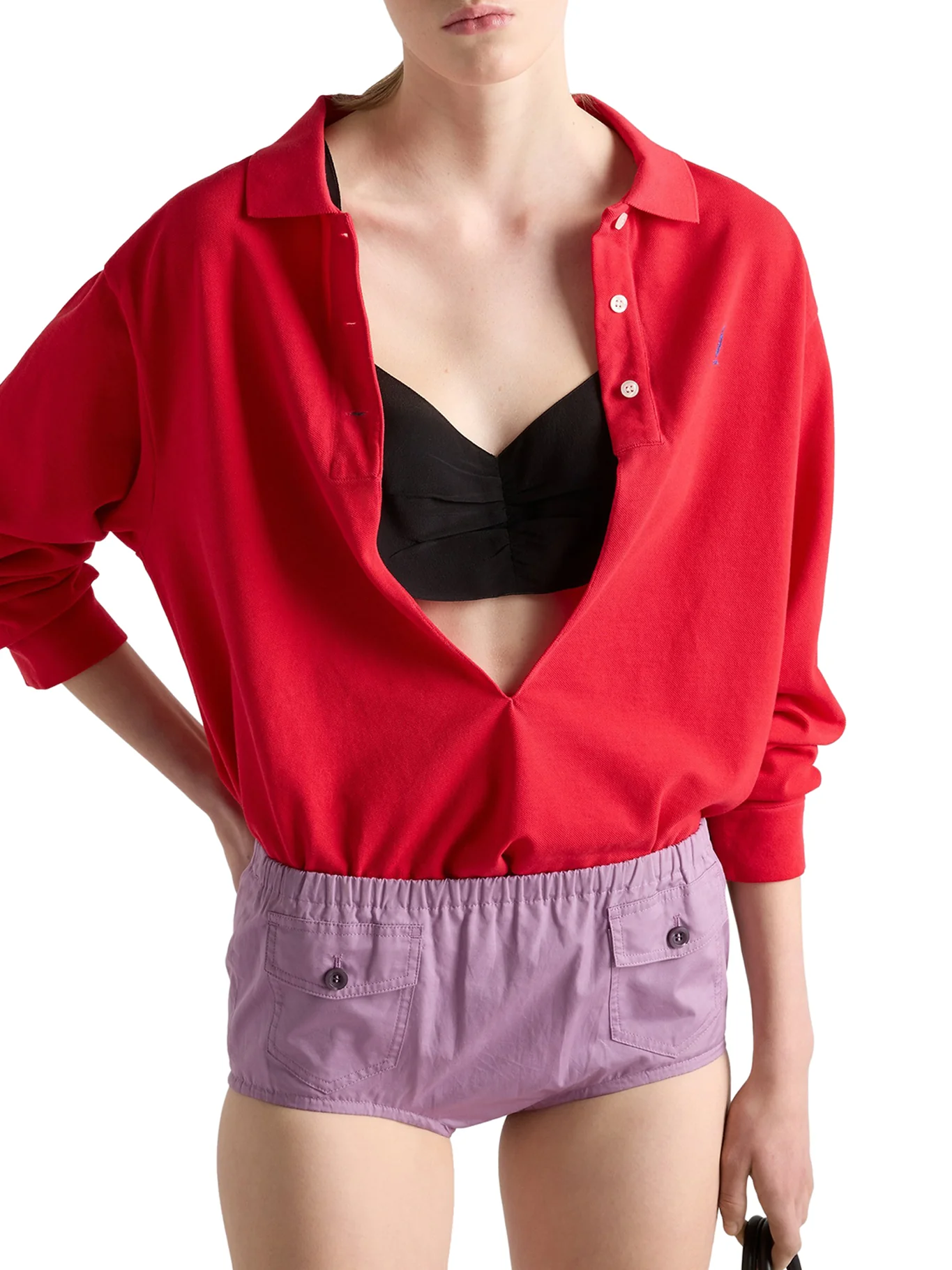 LONG-SLEEVED COTTON PIQUET POLO SHIRT - Image 3