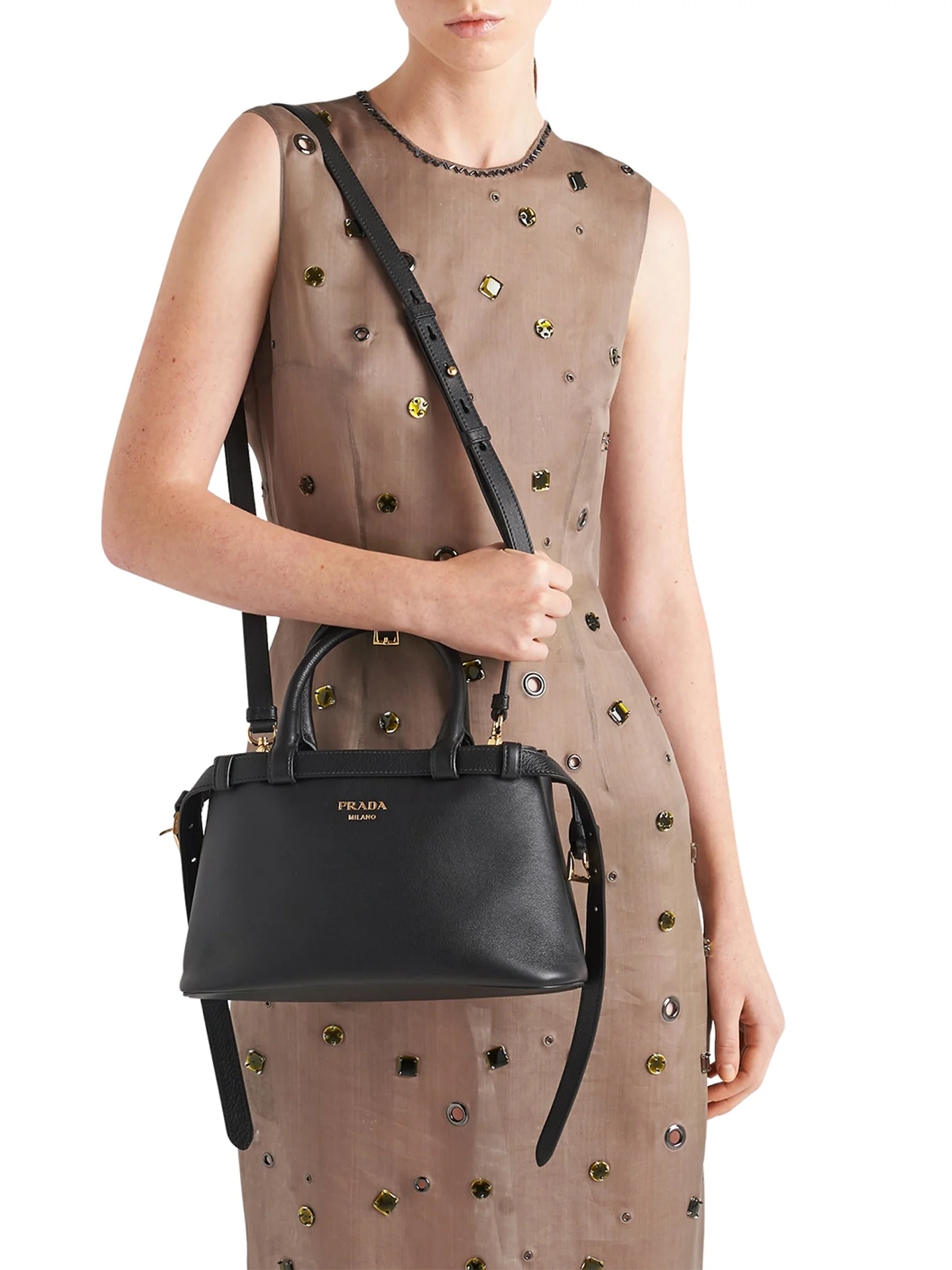PRADA BUCKLE SMALL LEATHER BAG WITH DOUBLE BELT - Image 3