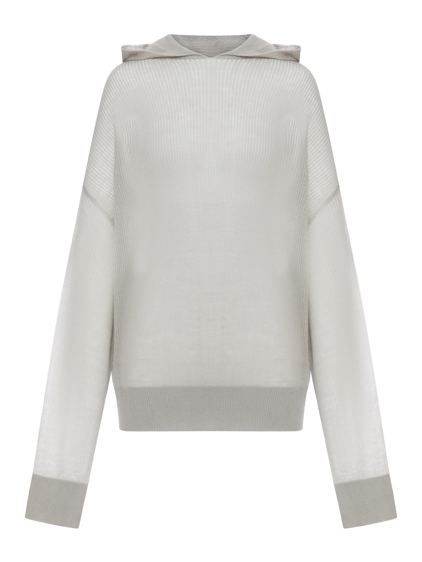 SEMI-TRANSPARENT KNIT SWEATSHIRT WITH HOOD