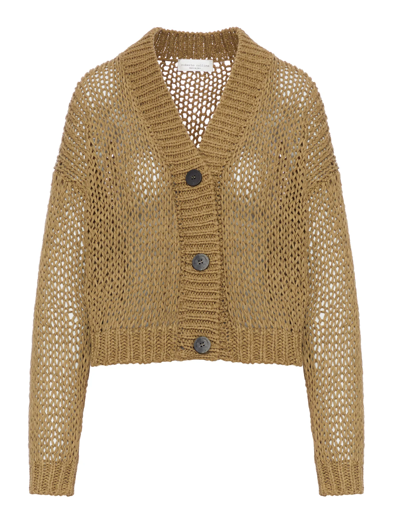 CROPPED CARDIGAN IN PERFORATED KNIT