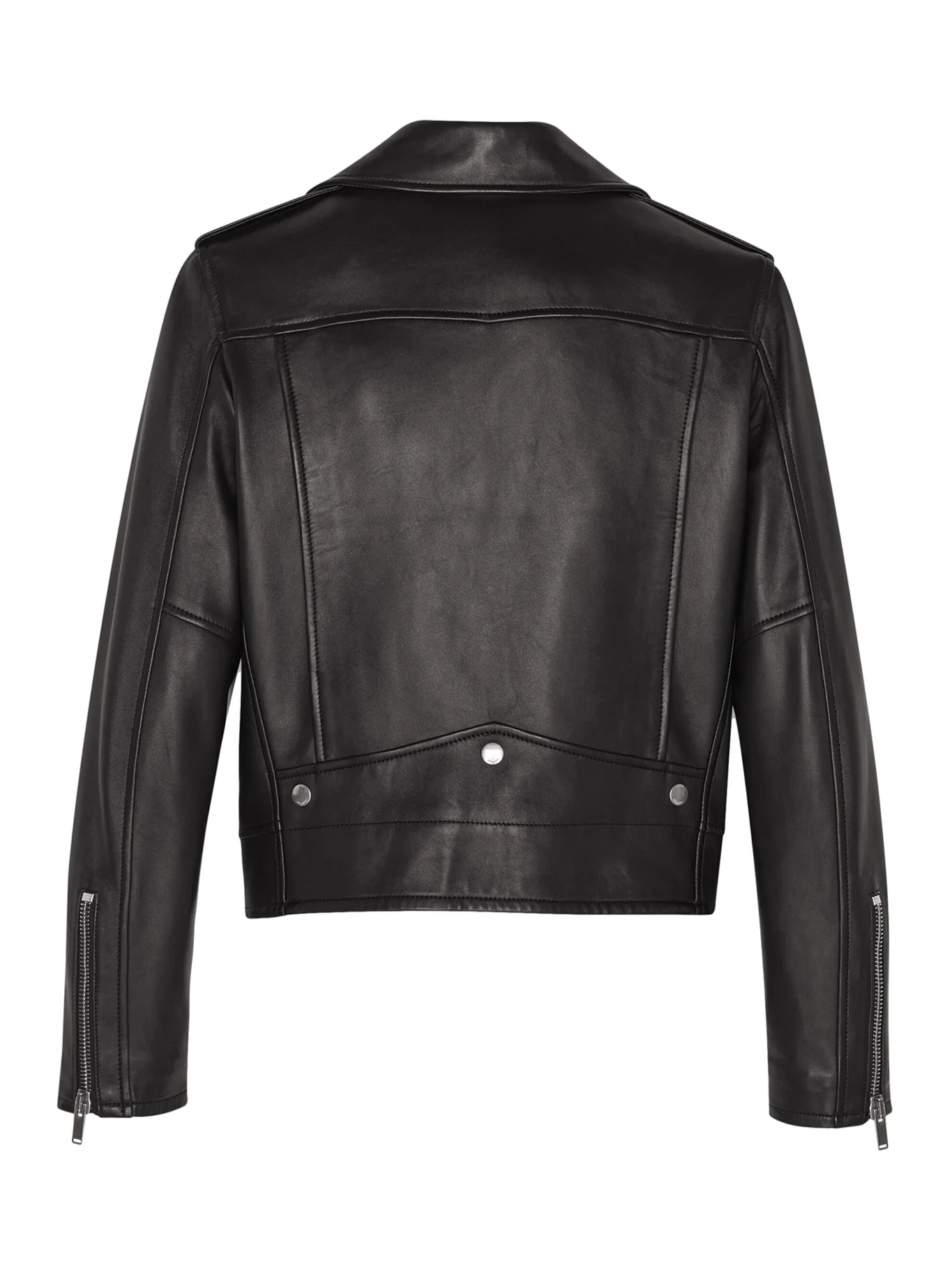 BLACK LEATHER MOTORCYCLE JACKET - Image 2