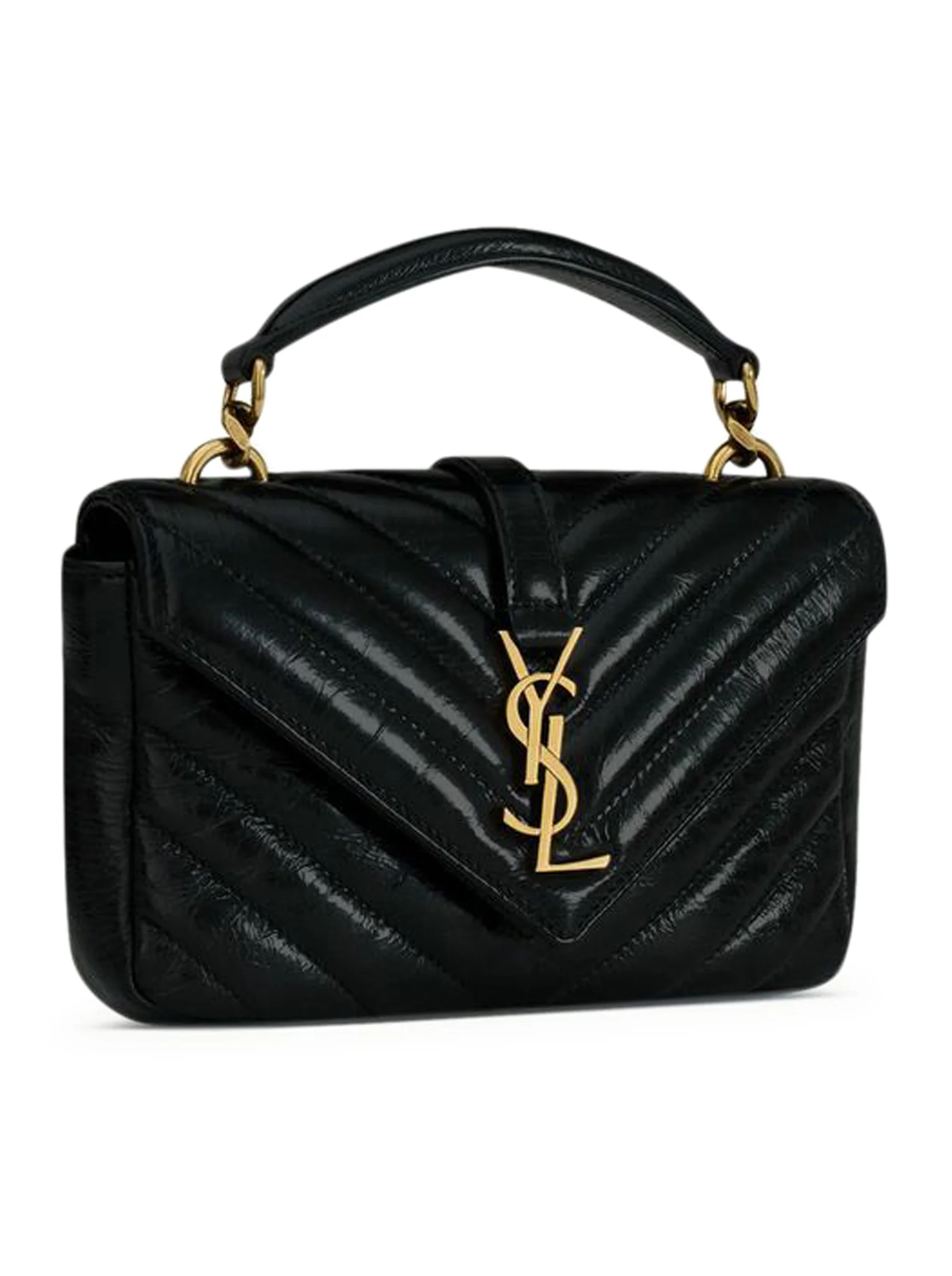 COLLEGE MINI CHAIN BAG IN SHINY CRAQUELÉ LEATHER - Image 2