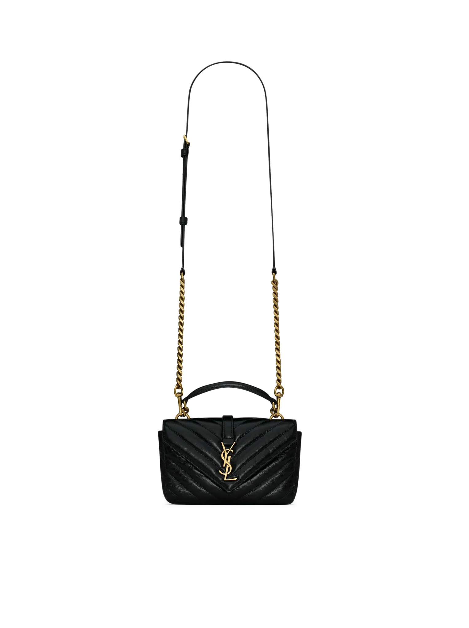 COLLEGE MINI CHAIN BAG IN SHINY CRAQUELÉ LEATHER - Image 5
