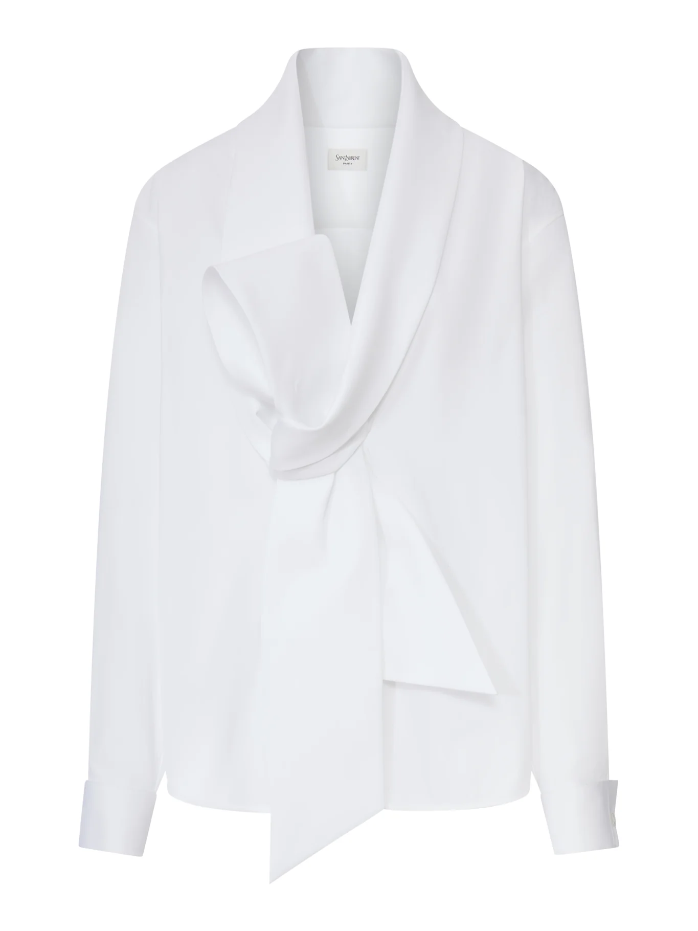 COTTON POPLIN SHIRT WITH LAVALLIERE COLLAR