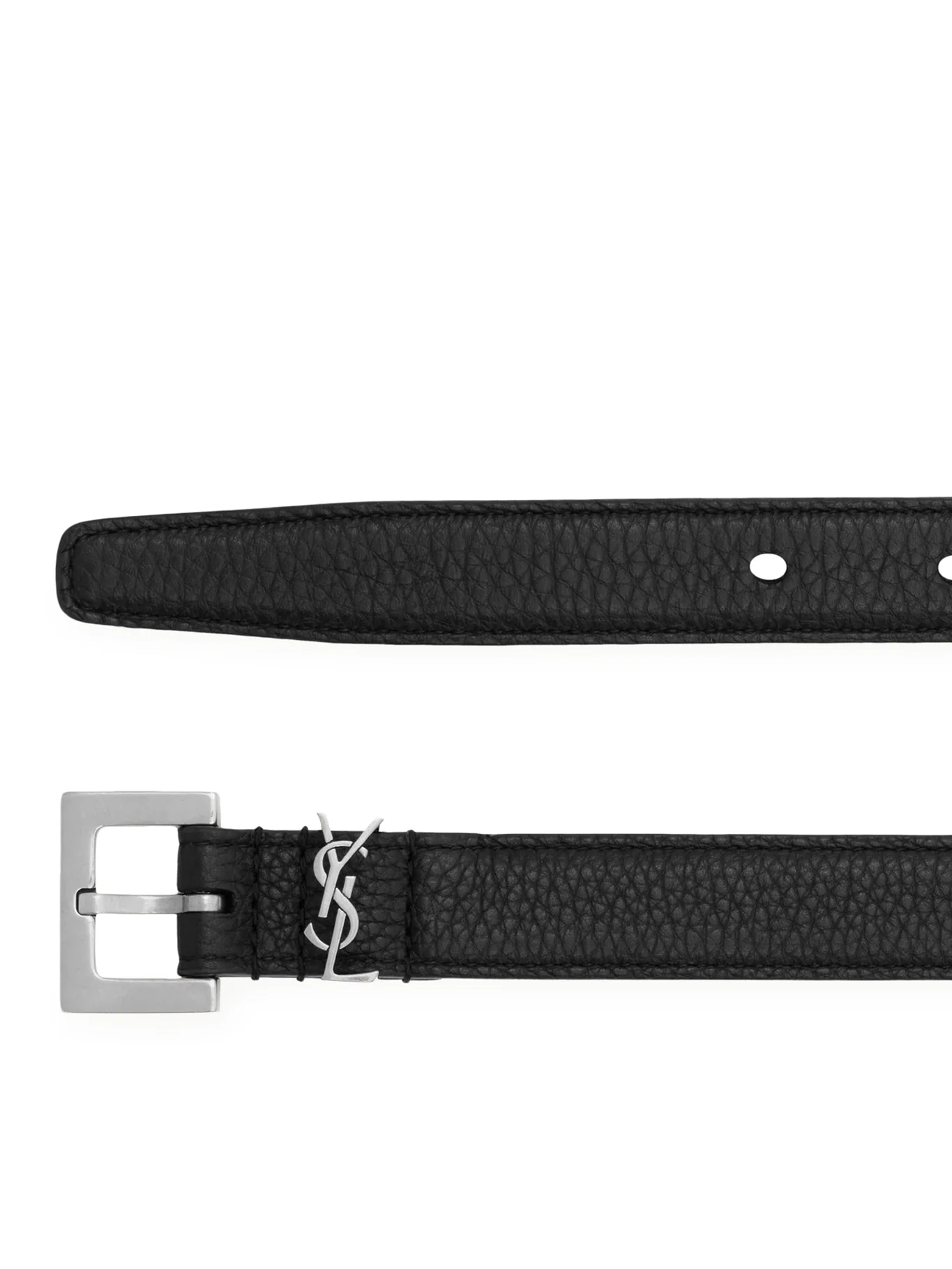 CASSANDRE NARROW HAMMERED LEATHER BELT WITH SQUARE BUCKLE - Image 2