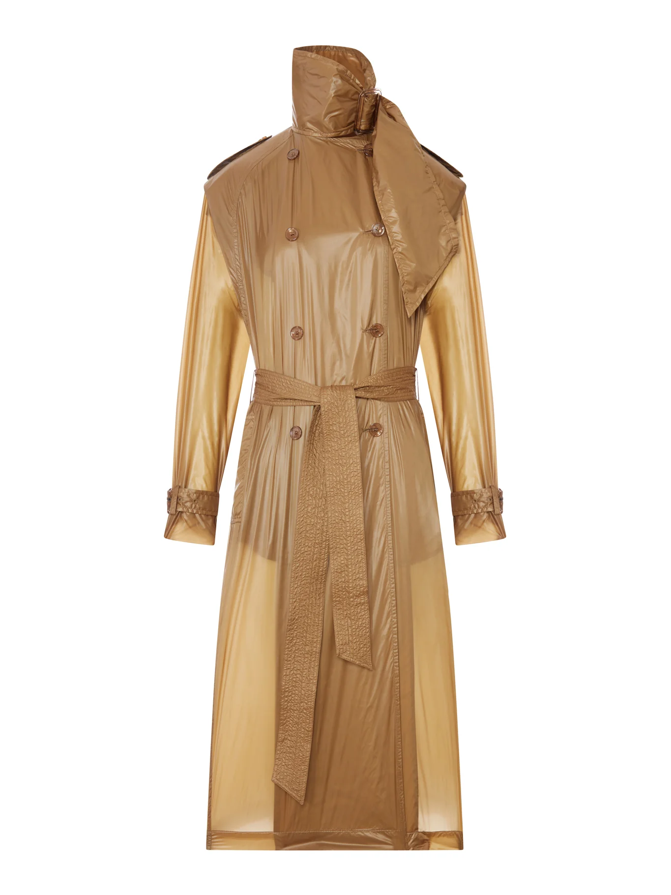 TRANSLUCENT TRENCH COAT WITH LAVALLIÈRE IN TECHNICAL FABRIC