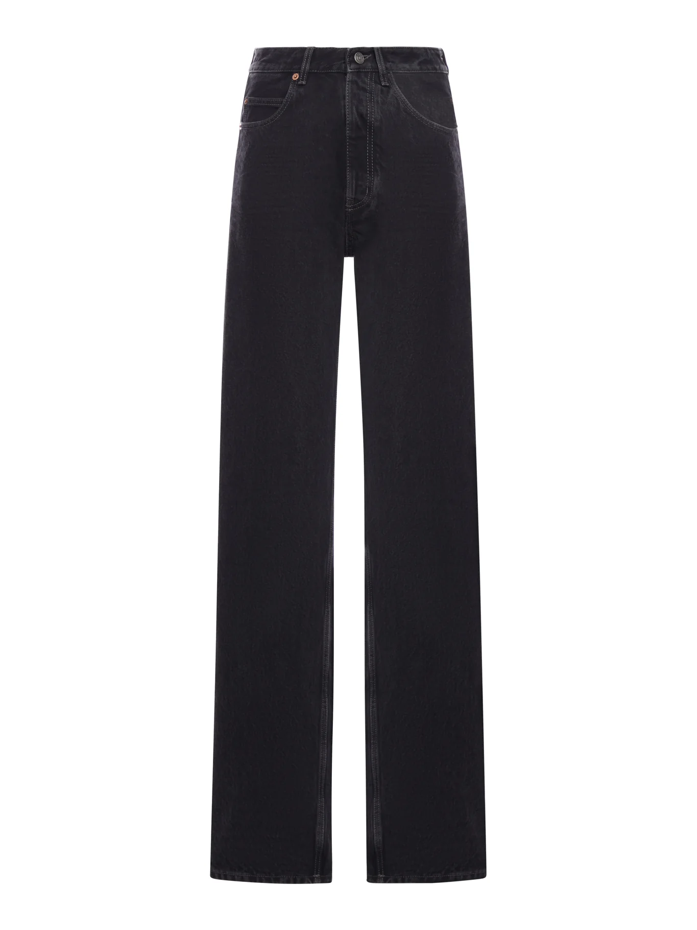 WIDE-LEG DENIM JEANS WITH A V-WAISTED WAIST
