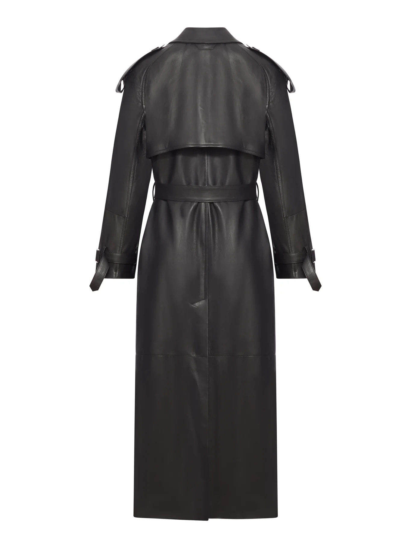 LONG LEATHER TRENCH COAT - Image 2