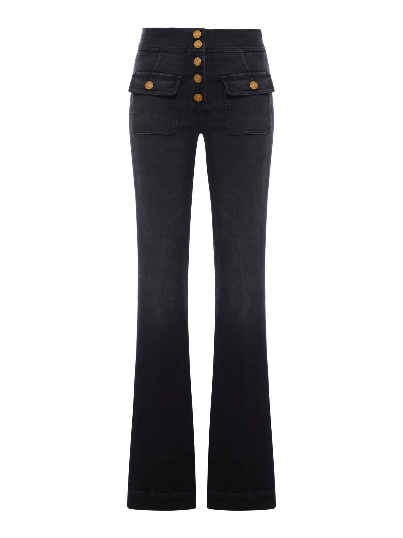 ANAIS FLARE DENIM JEANS WITH GOLD BUTTONS