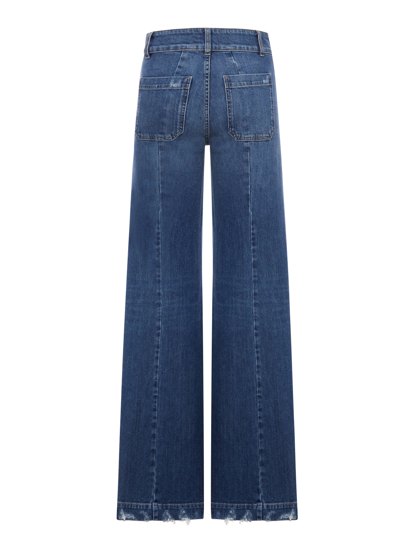 JANE WIDE LEG BLUE DENIM JEANS WITH FRINGED DETAILS - Image 2