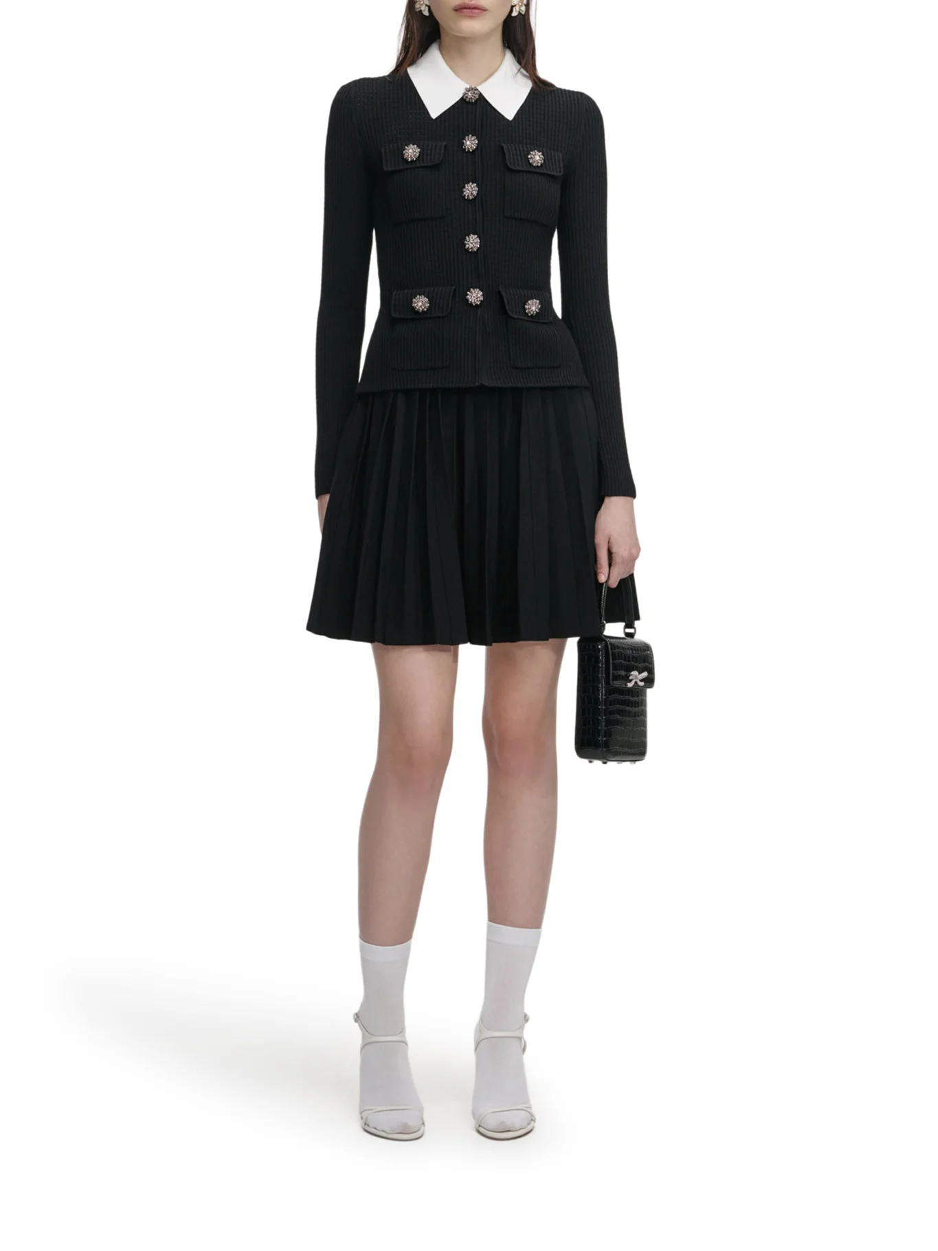 BLACK KNIT MINI DRESS - Image 2