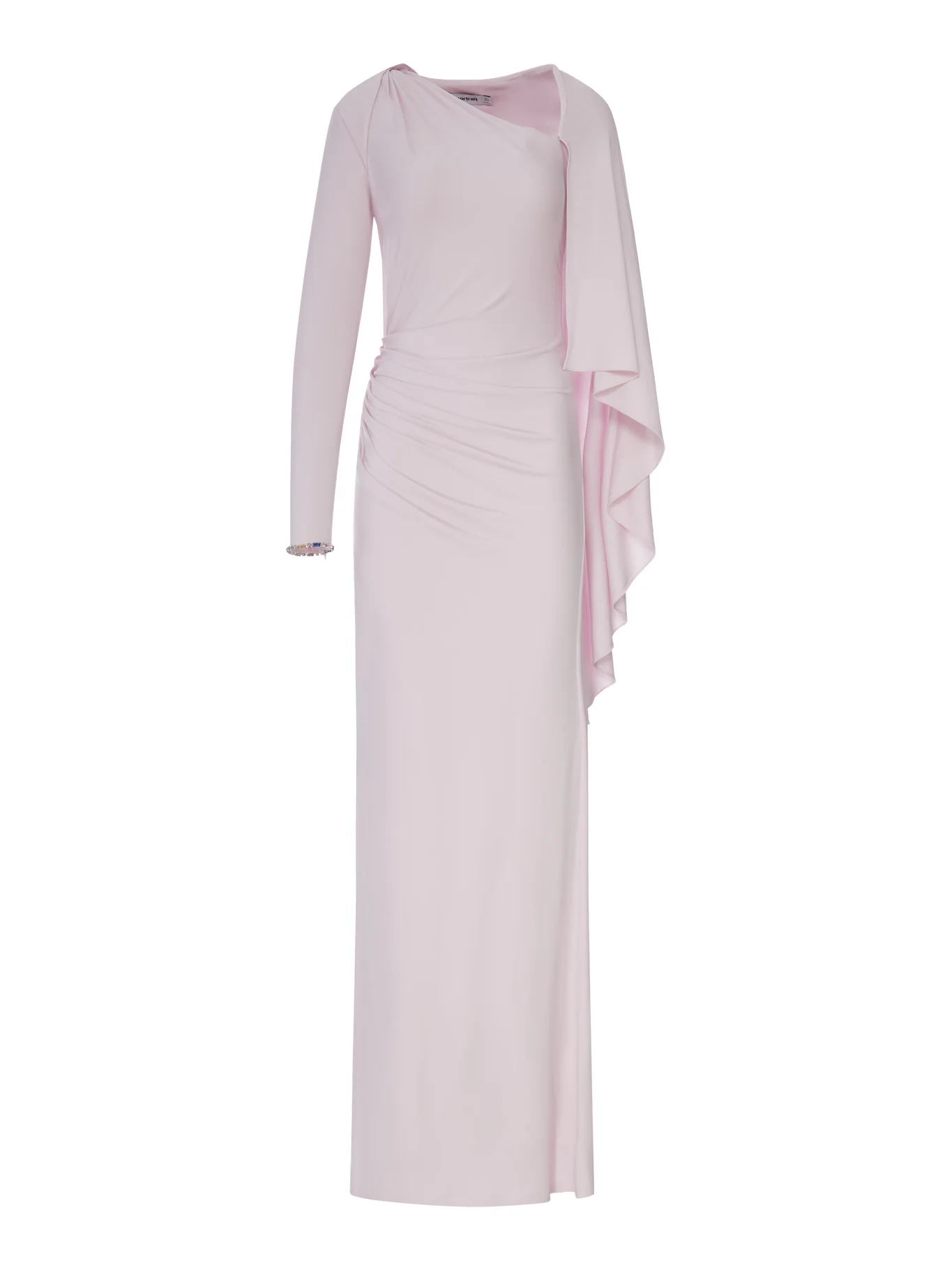 LONG DRAPED PINK JERSEY DRESS