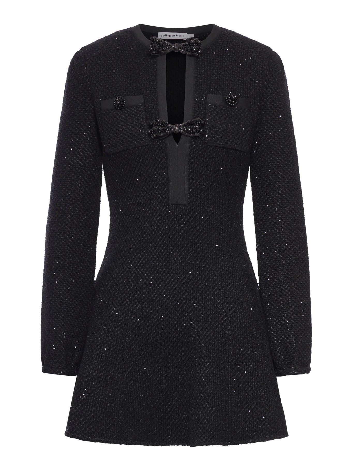 MINI DRESS IN KNIT WITH BLACK SEQUINS
