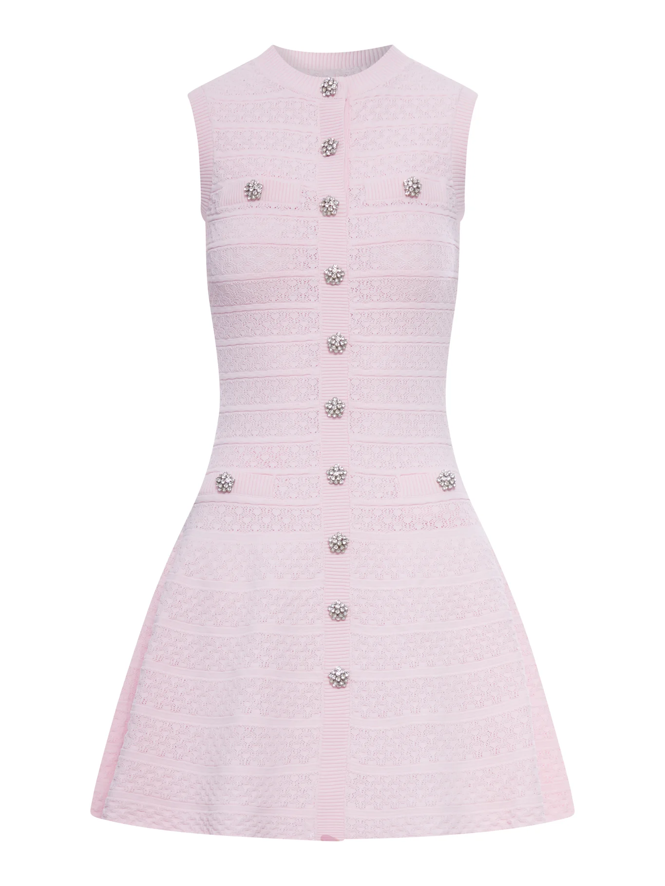 PINK POINTELLE DIAMOND KNIT MINI DRESS