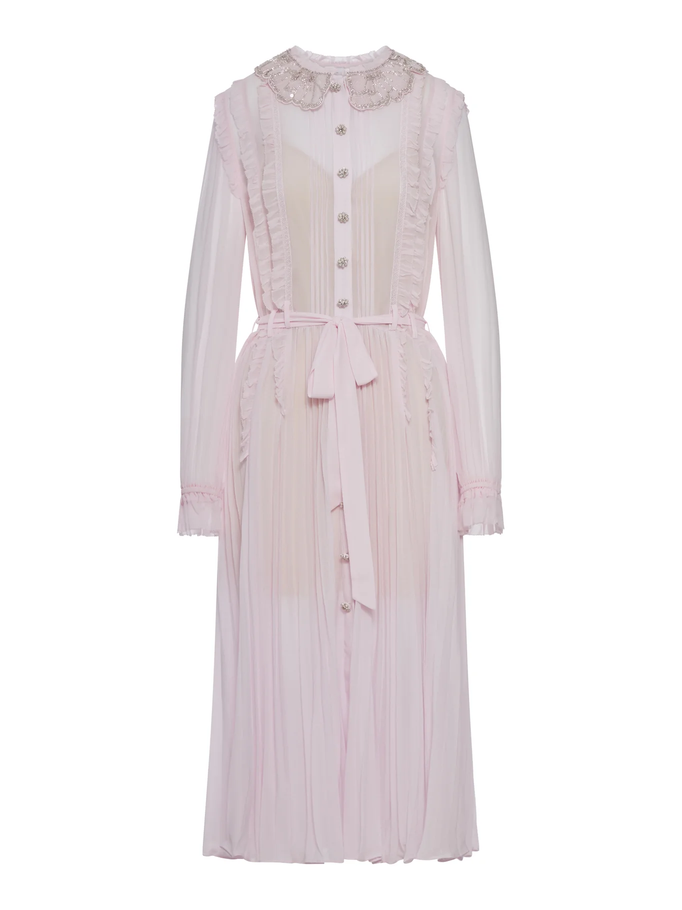 PLEATED GEORGETTE MIDI DRESS