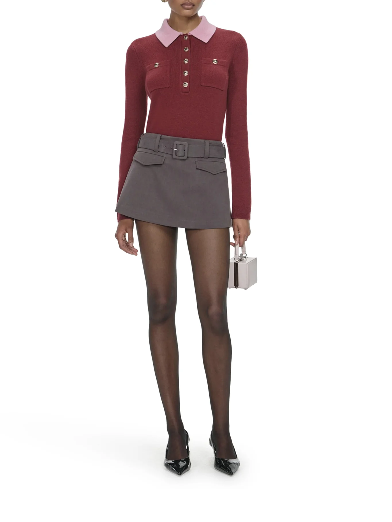SWEATER WITH CLASSIC CONTRAST COLLAR - Image 2