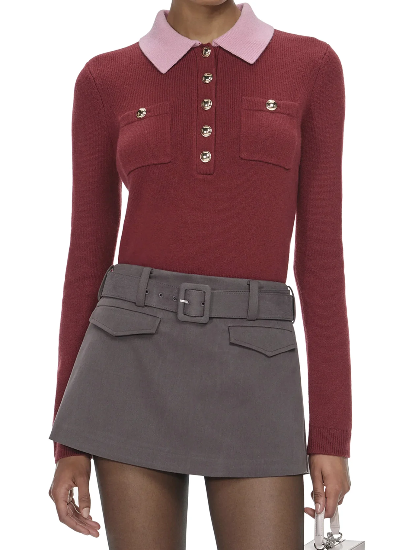 SWEATER WITH CLASSIC CONTRAST COLLAR - Image 3
