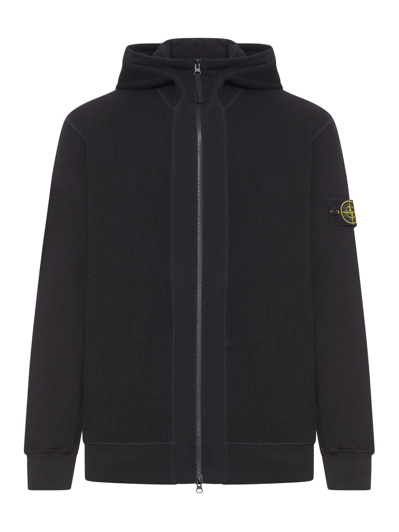 COTTON ZIP-UP SWEATER WITH HOOD AND GHOST BADGE