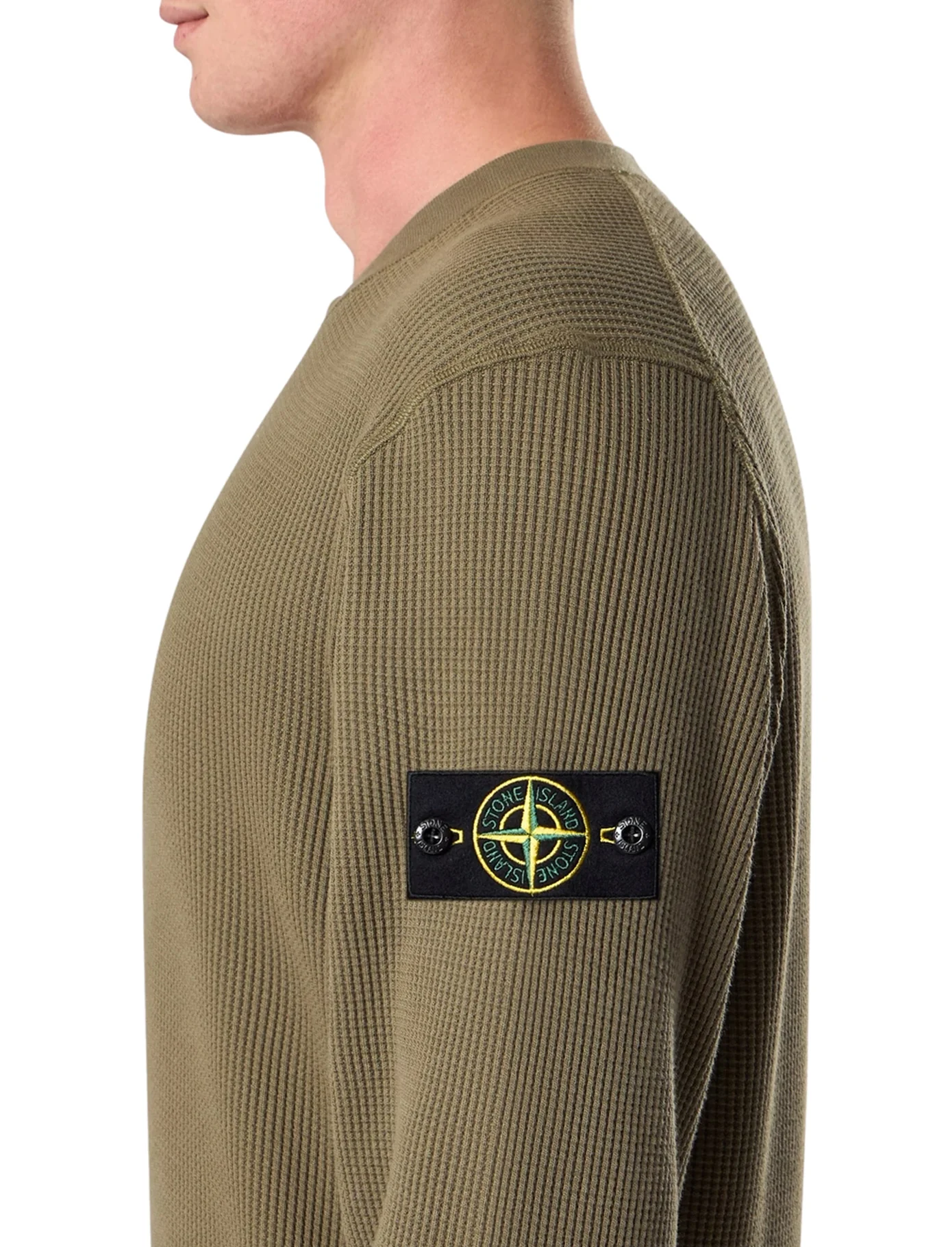 CREW NECK SWEATSHIRT IN ORGANIC COTTON WITH HONEYCOMB WORKMANSHIP - Image 4