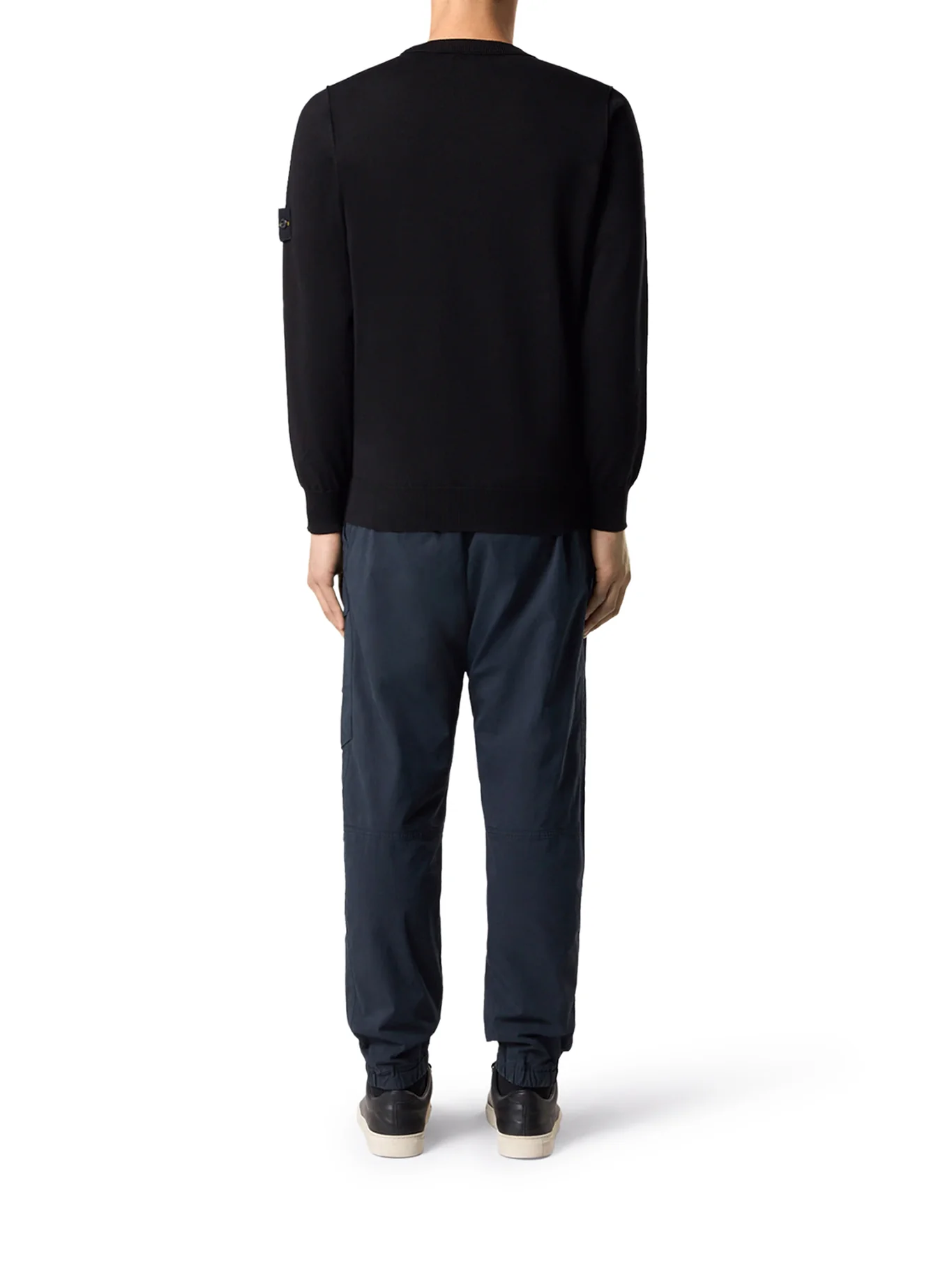 STONE ISLAND CREW NECK SWEATER WITH BADGE BLACK - Image 3