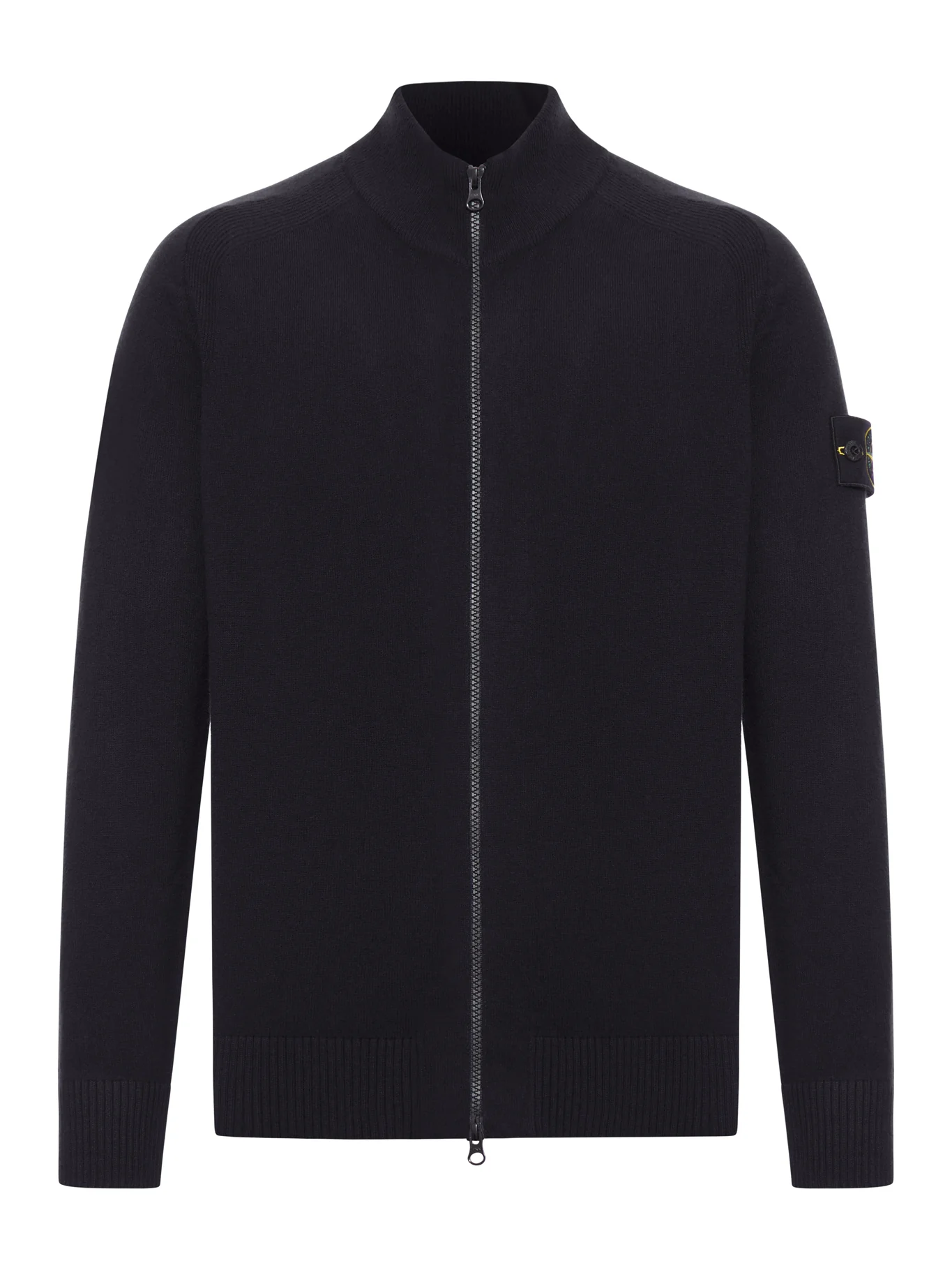 WOOL SWEATER WITH ZIP AND LOGO