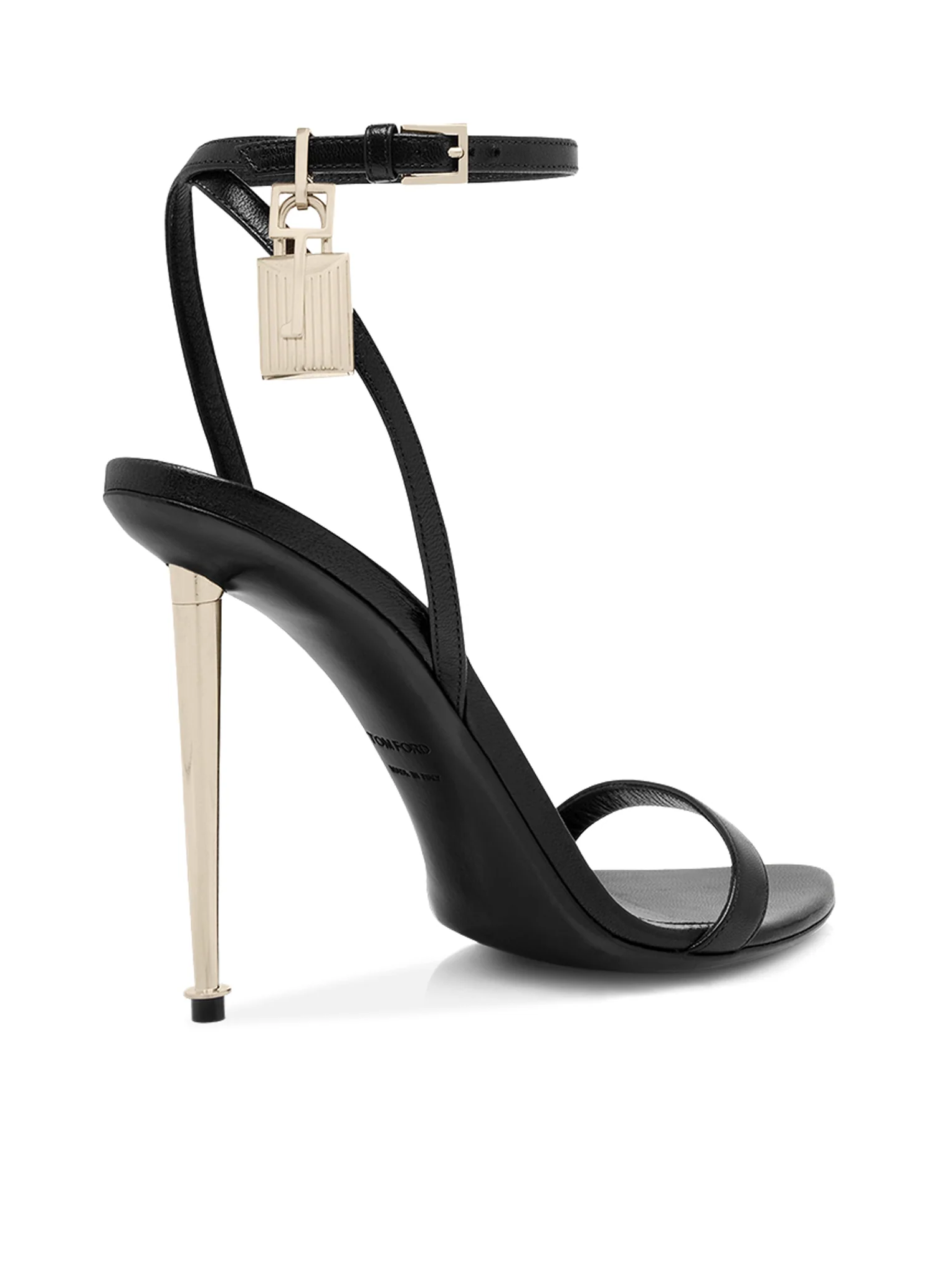 POINTED-TOE SANDAL WITH PADLOCK IN POLISHED LEATHER - Image 4