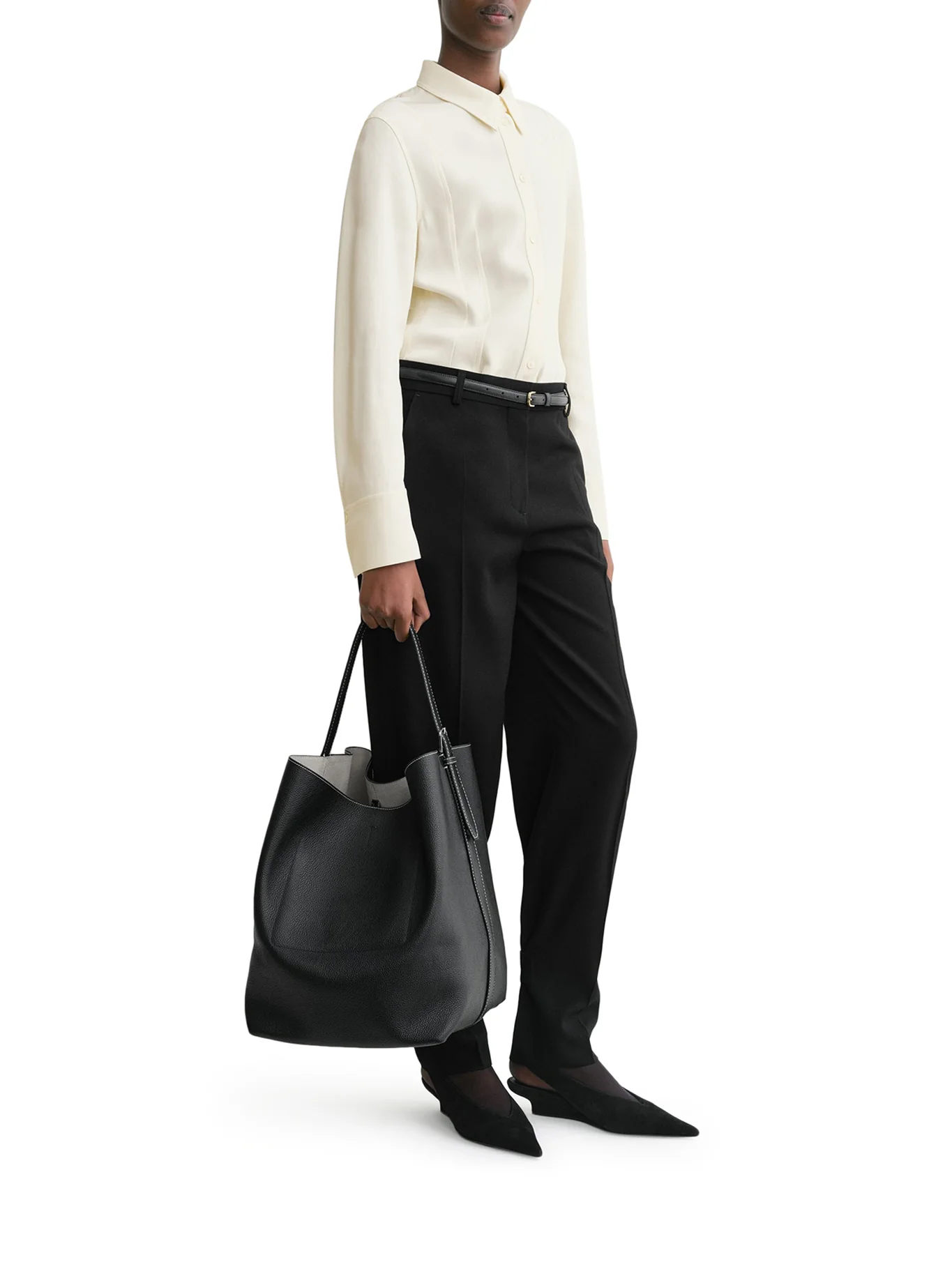 BELTED TOTE BAG IN HAMMERED CALFSKIN - Image 2