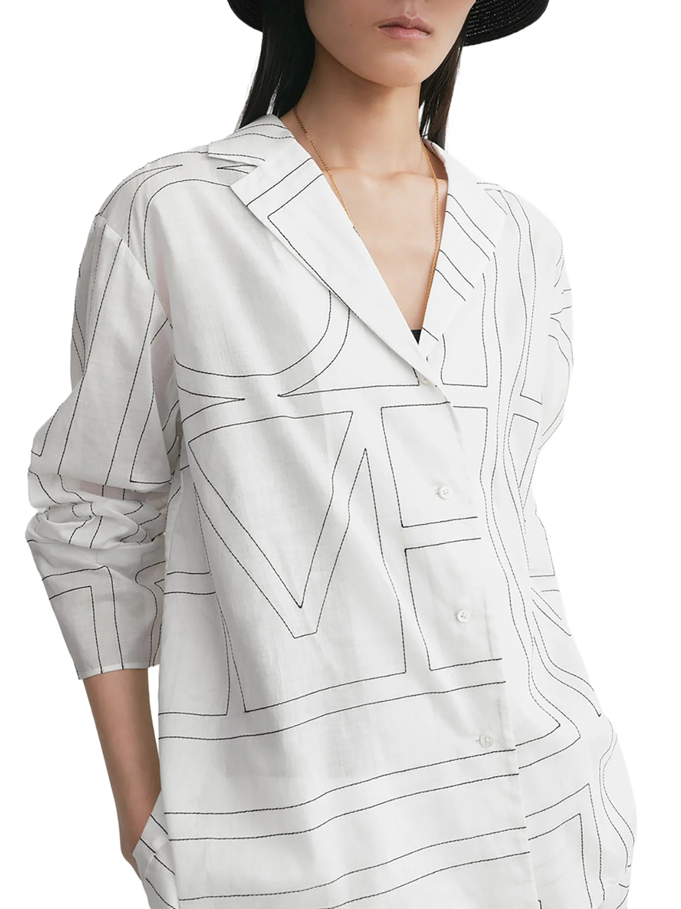 COTTON BLEND SHIRT WITH MONOGRAM EMBROIDERY - Image 4