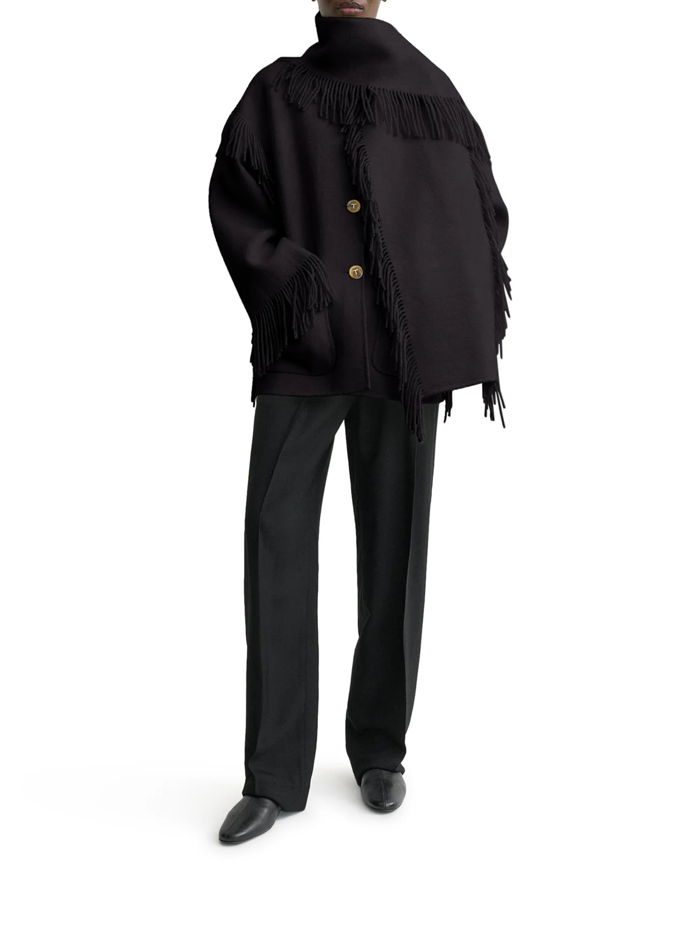 JACKET WITH FRINGED SCARF - Image 2