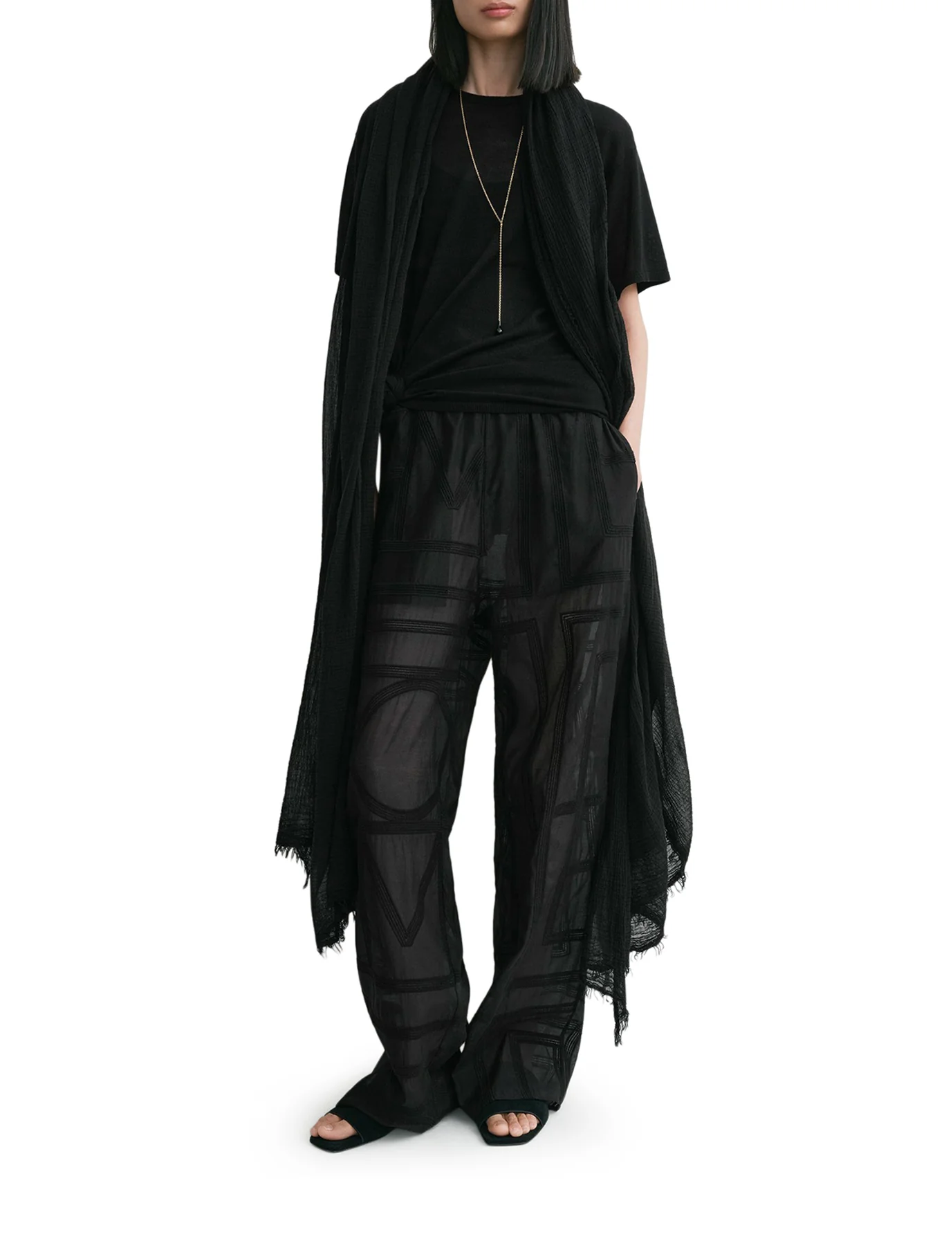SEMI-TRANSPARENT SILK TROUSERS WITH MONOGRAM - Image 2