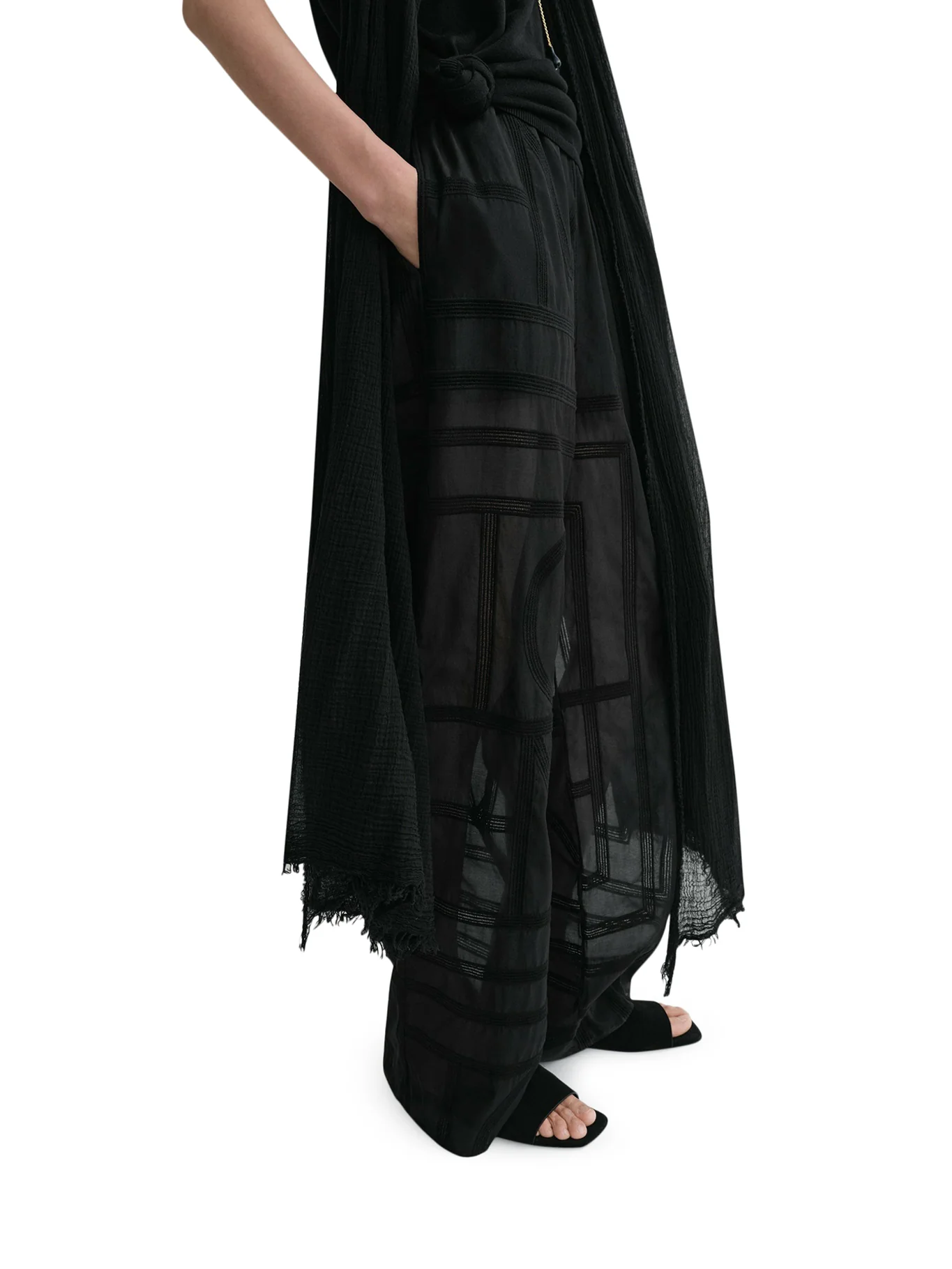 SEMI-TRANSPARENT SILK TROUSERS WITH MONOGRAM - Image 4