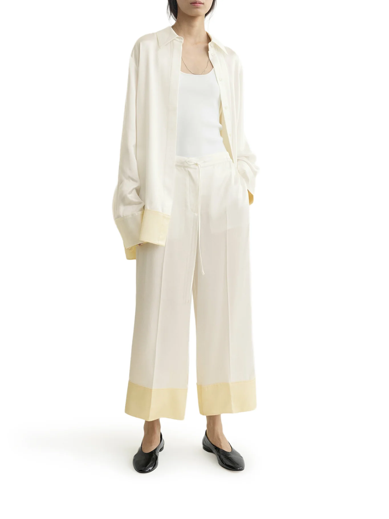 WIDE-LEG SATIN TROUSERS WITH DRAWSTRING - Image 2